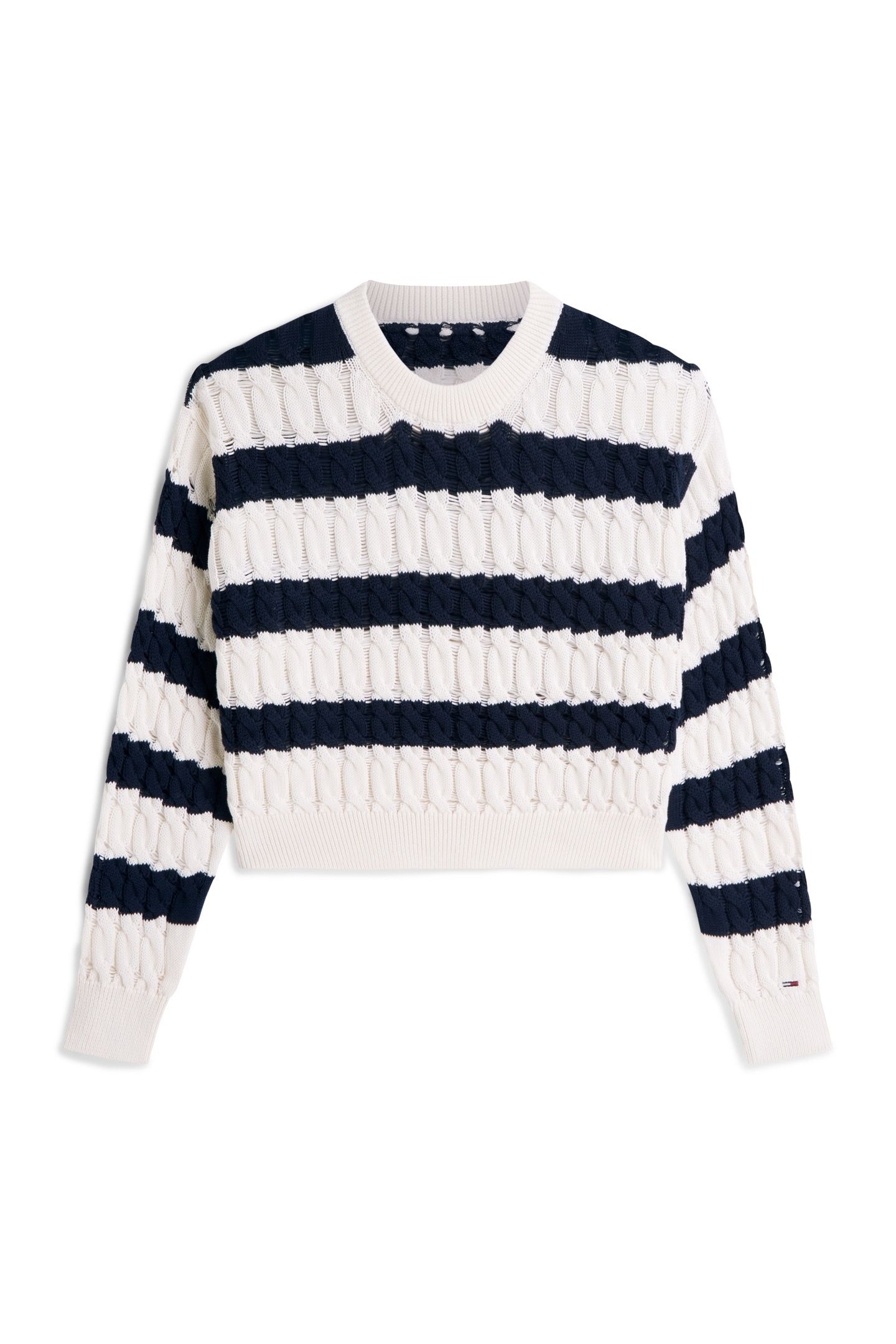 LOOSE CABLE SWEATER DARK NIGHT NAVY/STRIPE 4