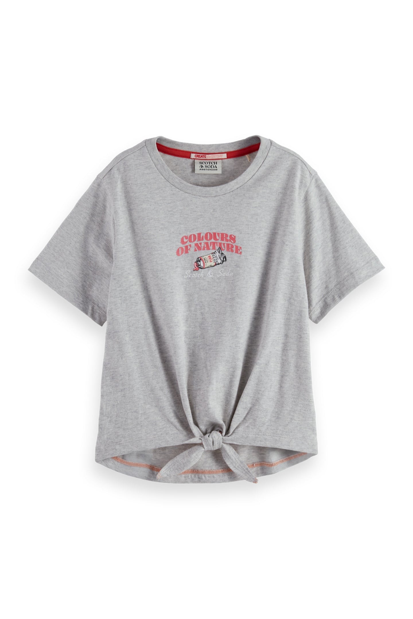 GIRLS RELAXED-FIT KNOTTED T-SHIRT WITH FRONT AND BACK ARTWOR 1