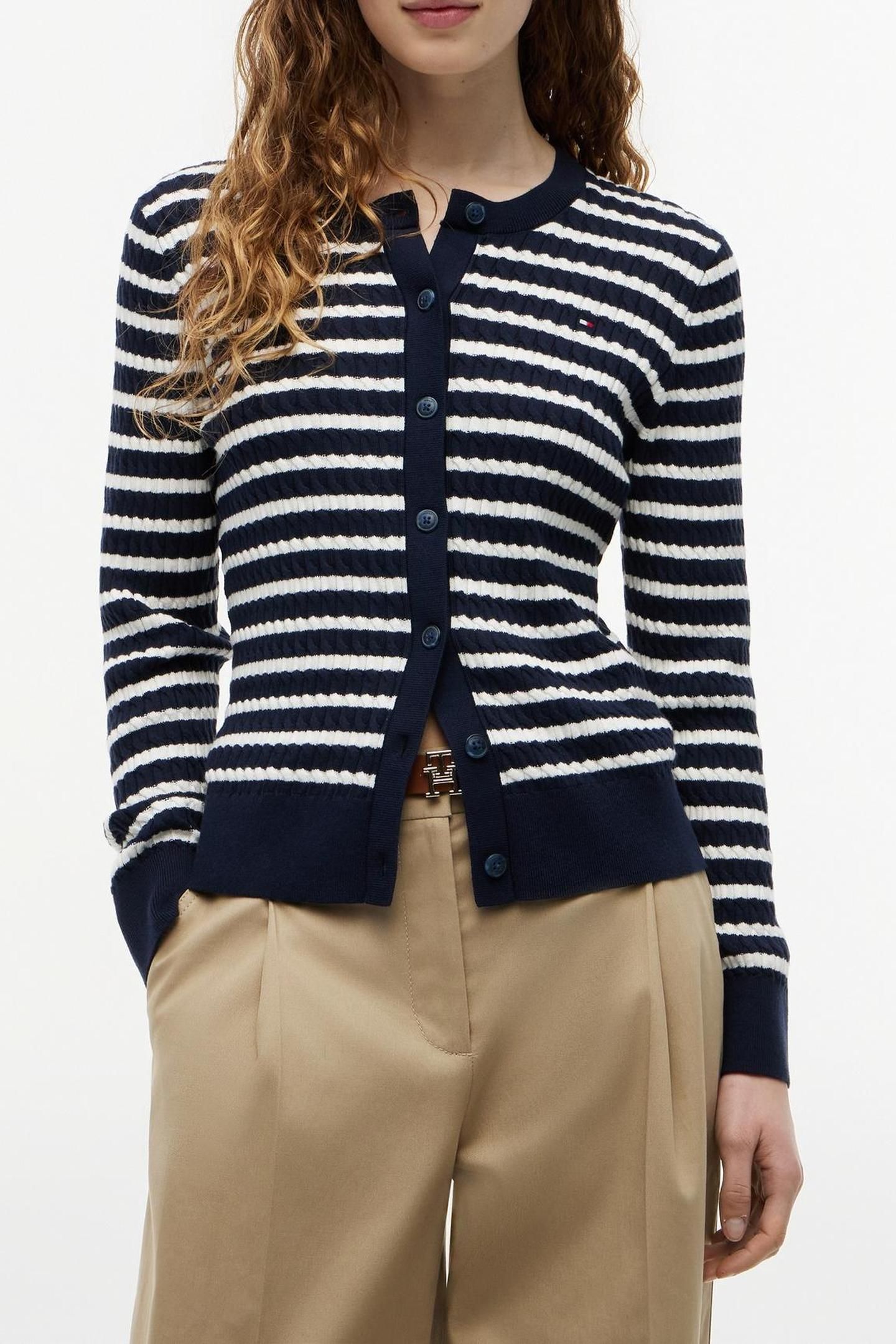 COTTON CABLE FINE LS DARK N NAVY/IVORY PETAL BRETON STP 1