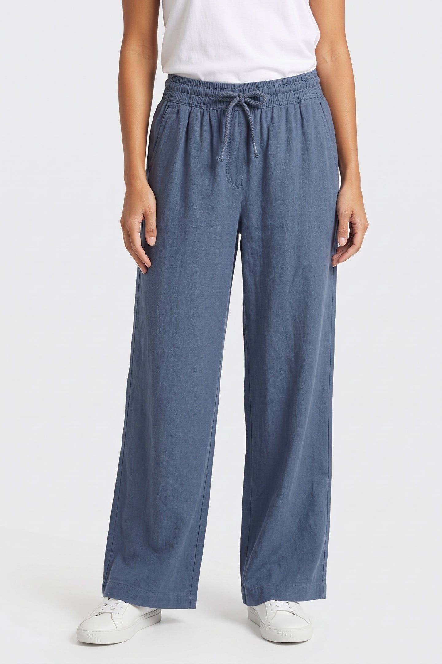 ELLA LINEN BLEND TROUSER MID BLUE 1