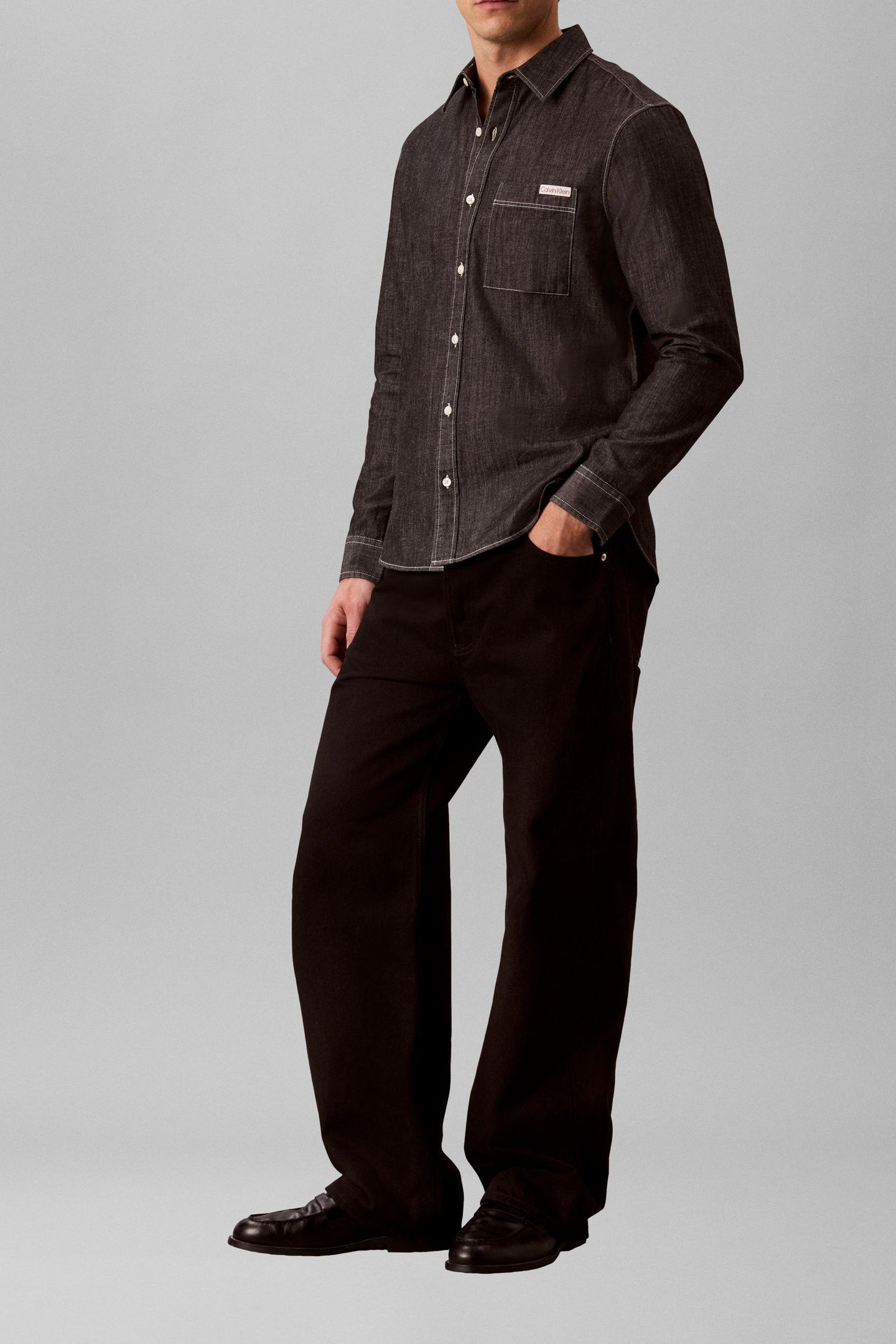 LONG SLEEVE CHAMBRAY CLASSIC SHIRT BLACK 5