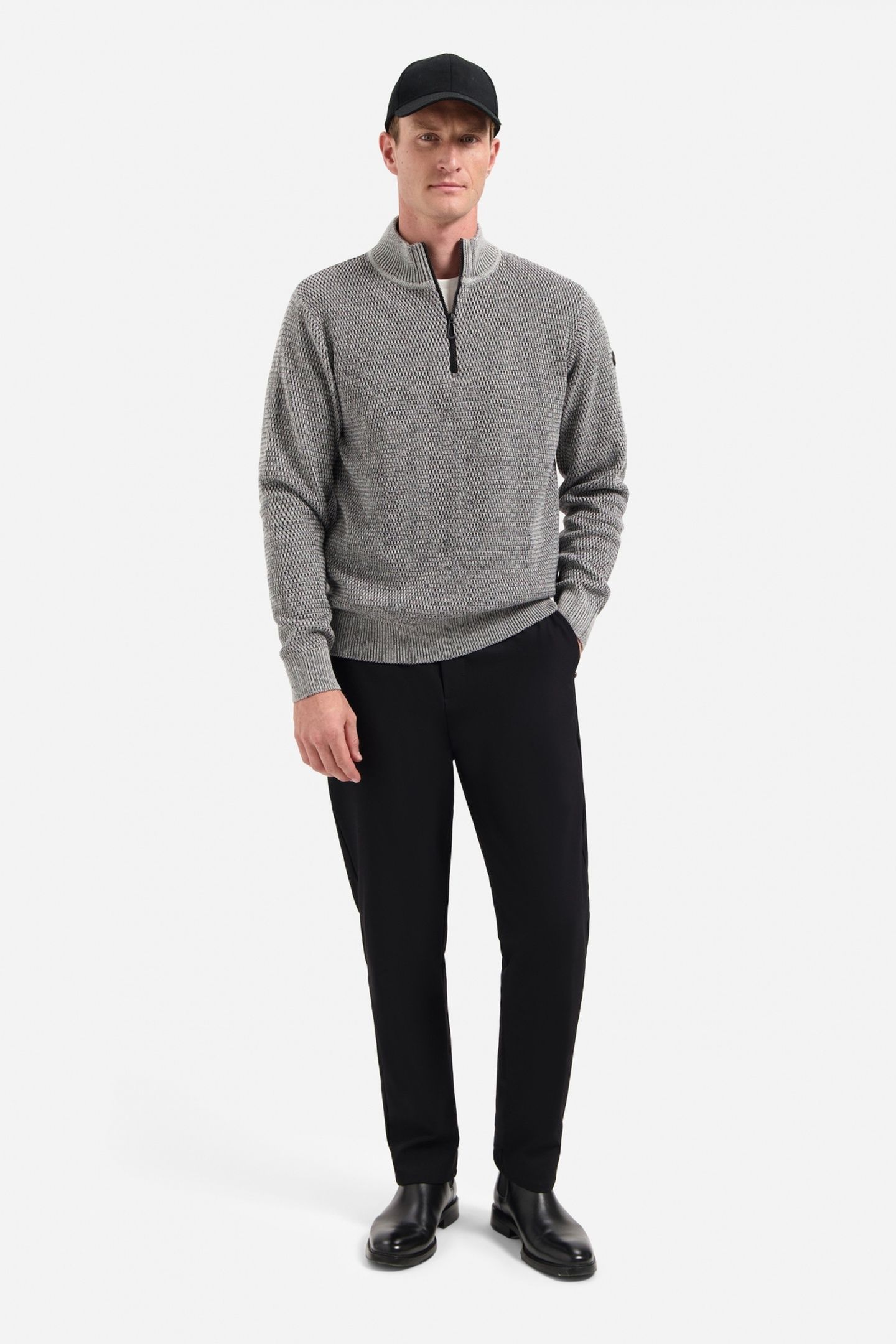 PULLOVER HALF ZIPPER 2 COLOURED MELANGE GREY MELANGE 1