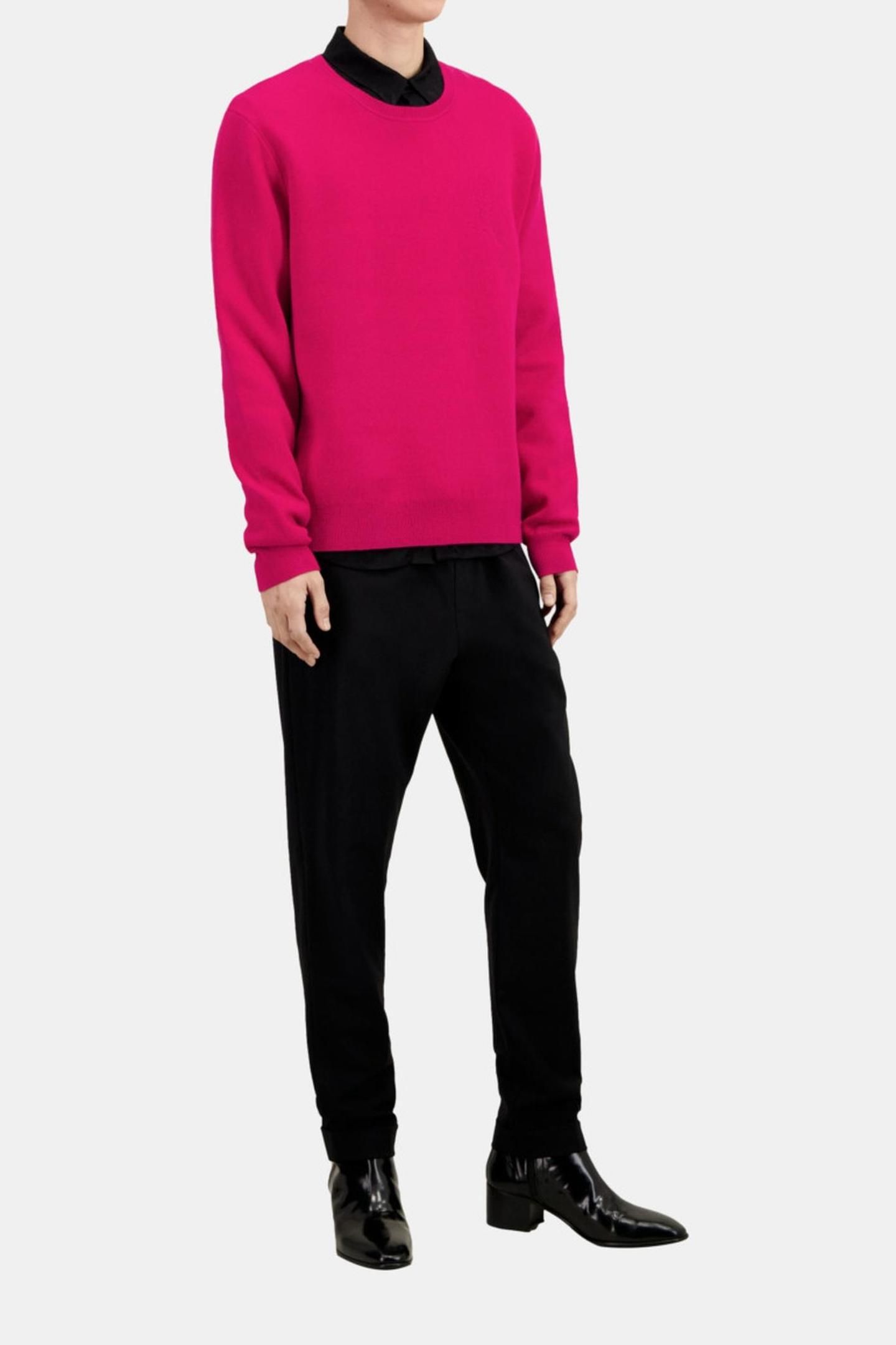 ROUND NECK SWEATER WITH CHEST EMBROIDERY CHERRY 1