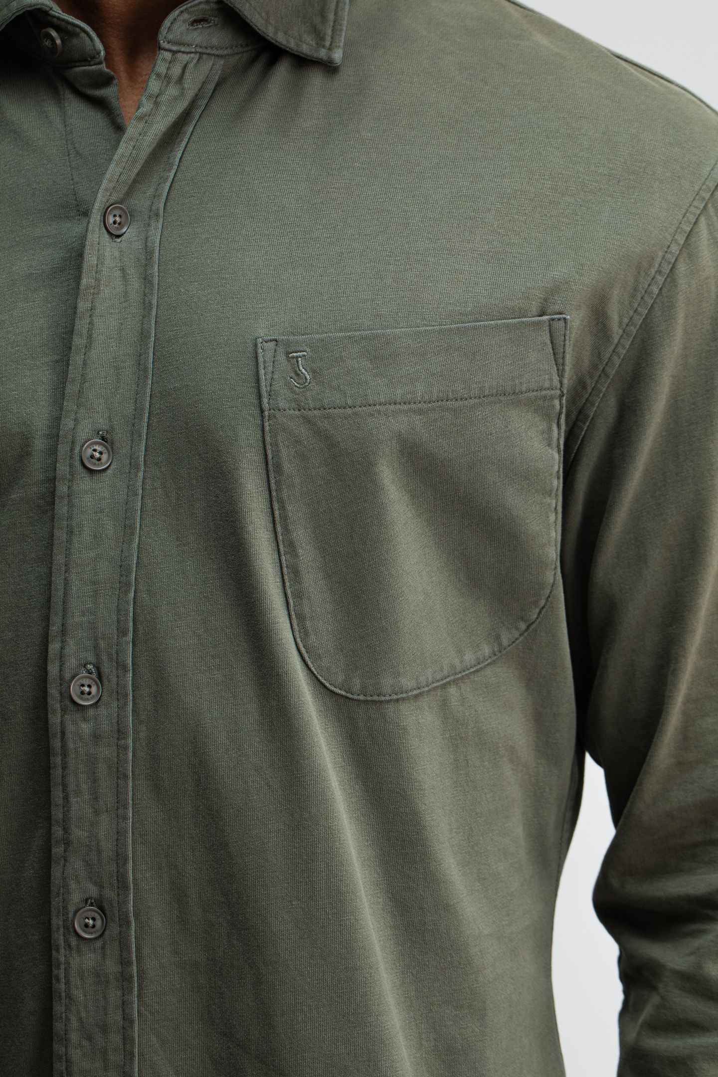 AIDAN PEACHED JERSEY SHIRT DK. GRANITE GREEN 5