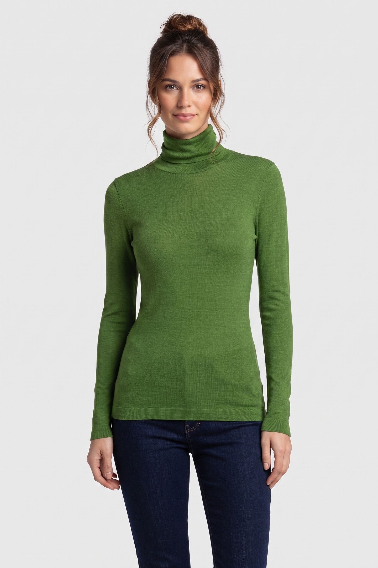 MALENA WOOL RIB TURTLENECK GREEN 1