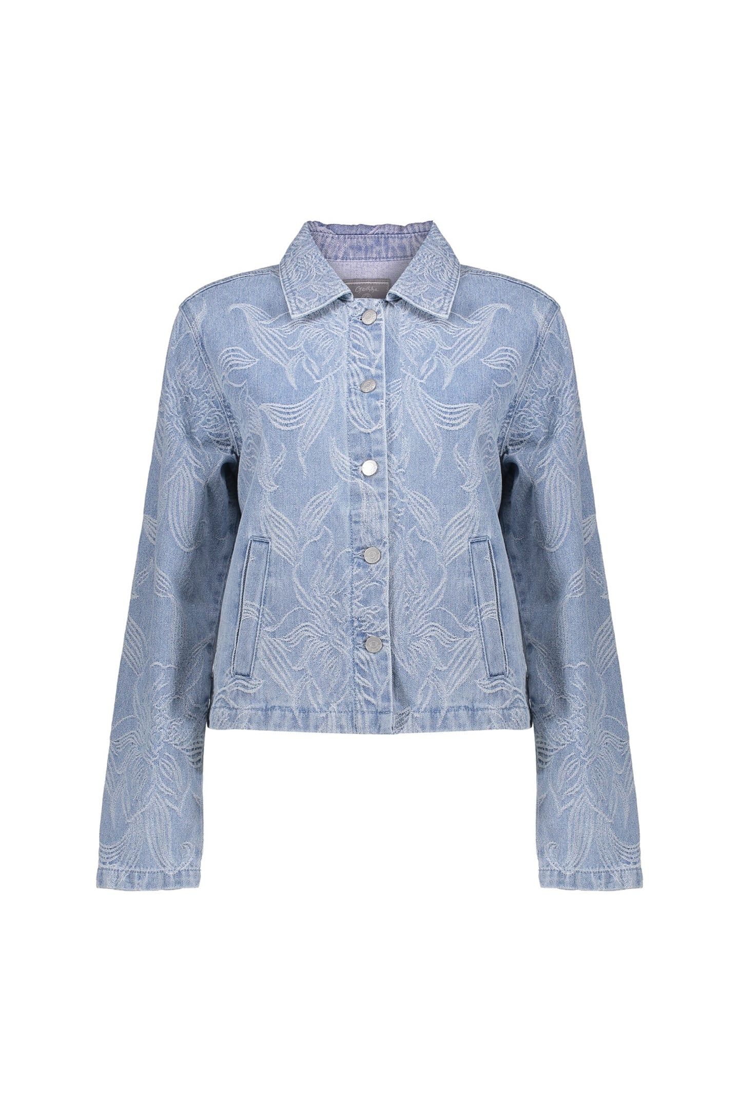 JEANS JACKET JACQUARD FLOWER BLEACHED DENIM 1