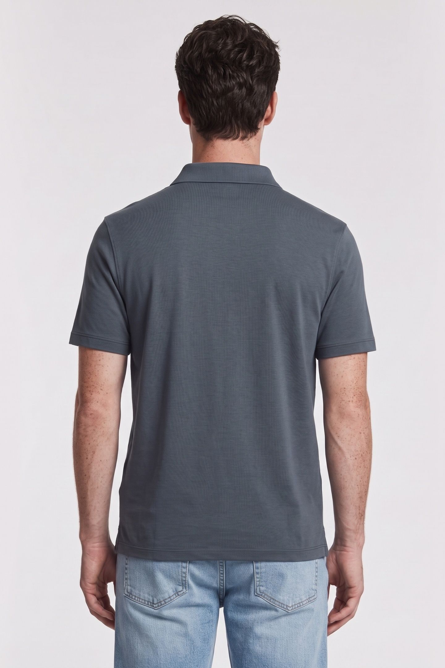 SS SLIM SUPIMA LOGO POLO DARK SLATE 2