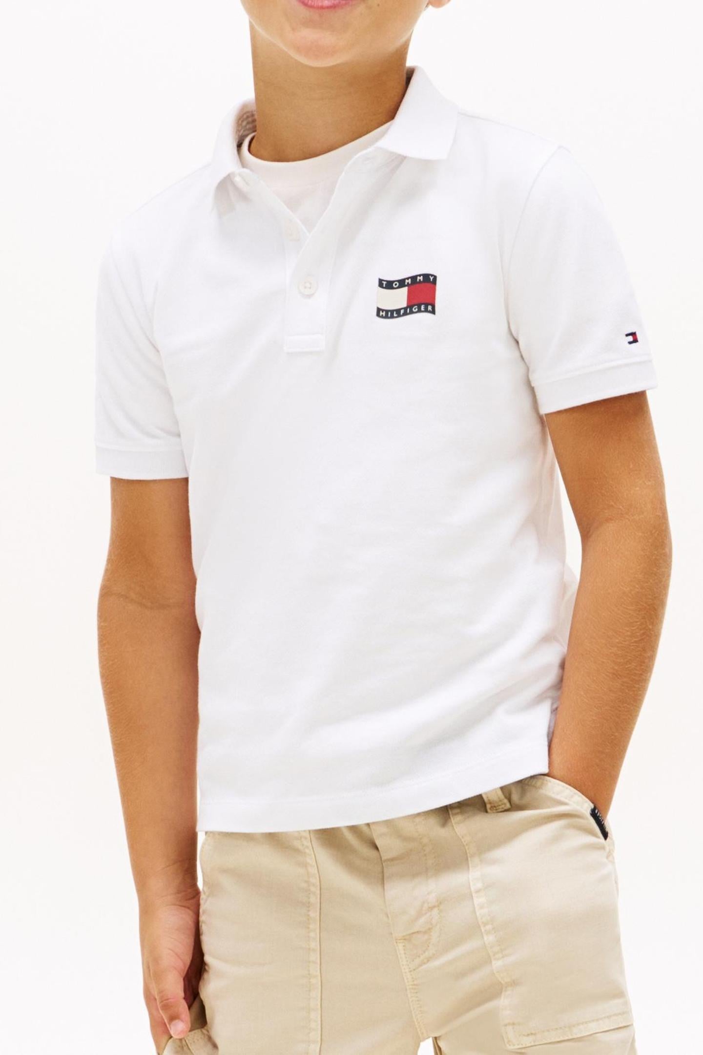 BOYS WAVY FLAG POLO WHITE 1