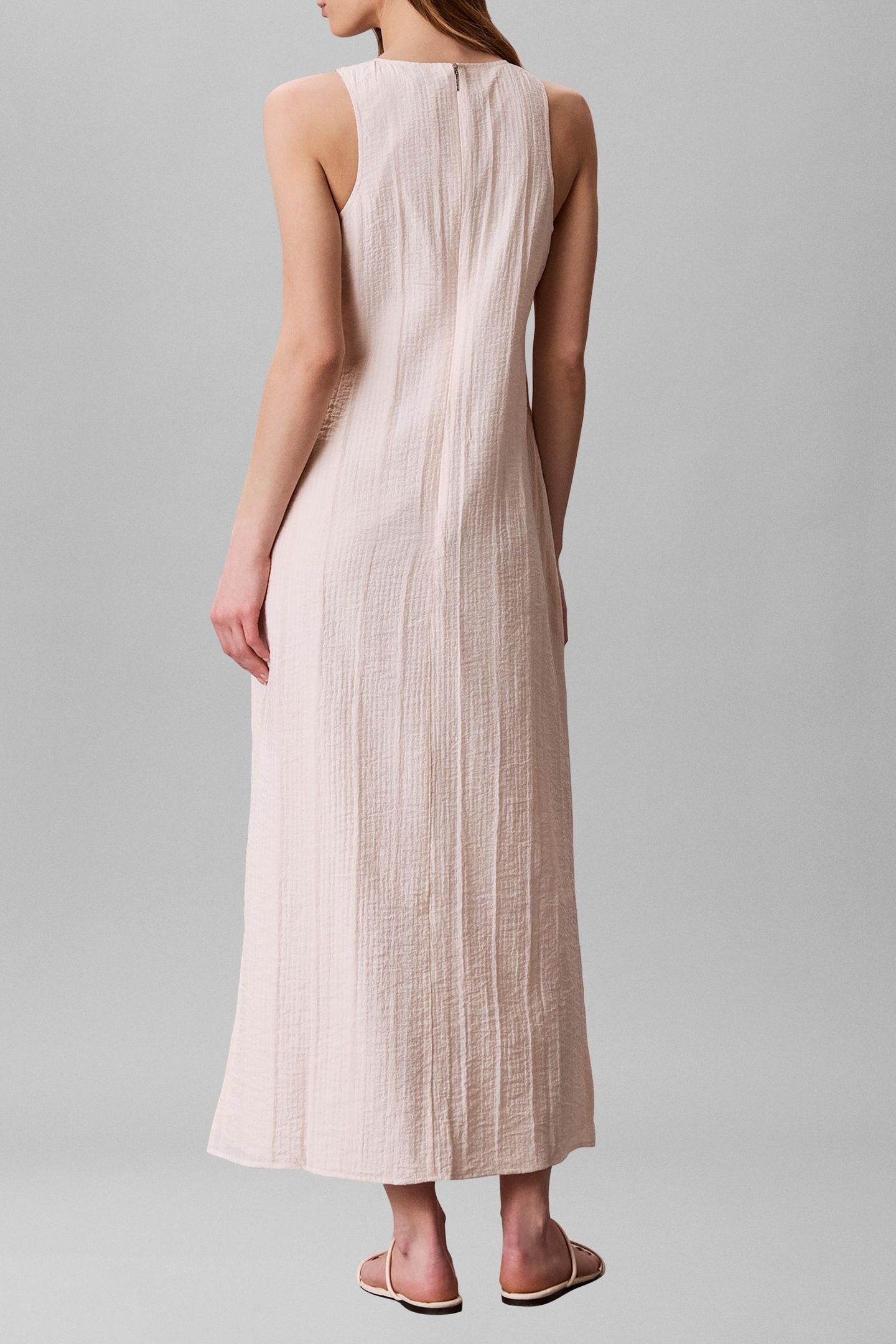 VISCOSE SHEER STRIPE DRESS MOTHER OF PEARL 3