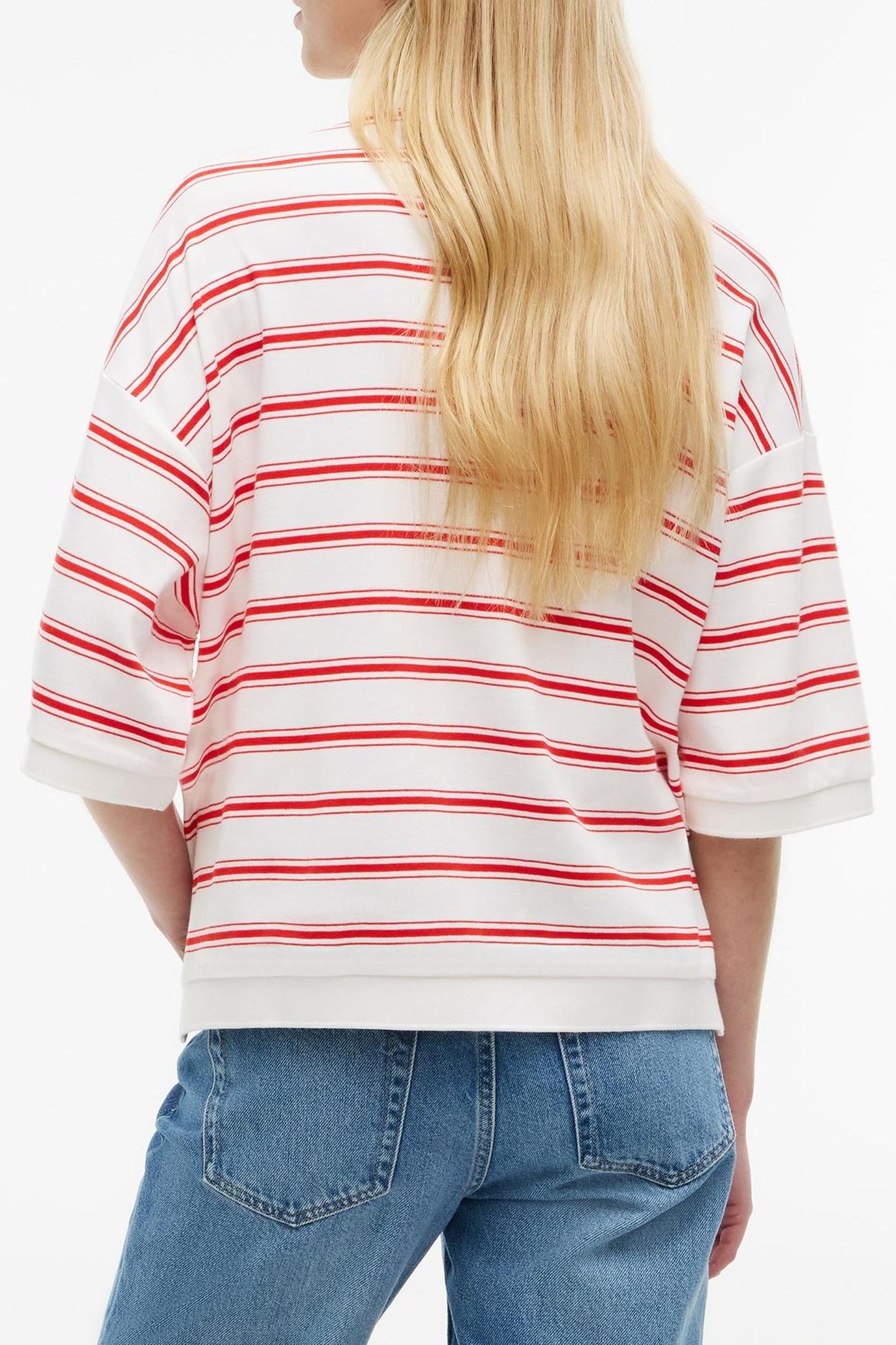 OVERSIZED FIT STRIPE POLO SHIRT MULTI ECRU/FIRE RED 2