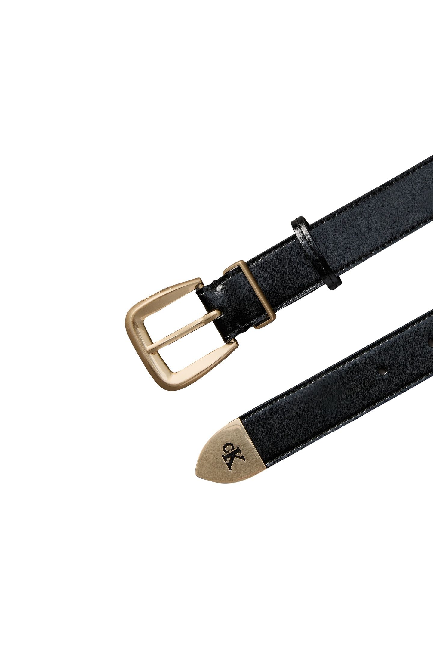 HARDWARE END TIP BUCKLE BELT BLACK/ANTIQUE LIGHT GOLD 5