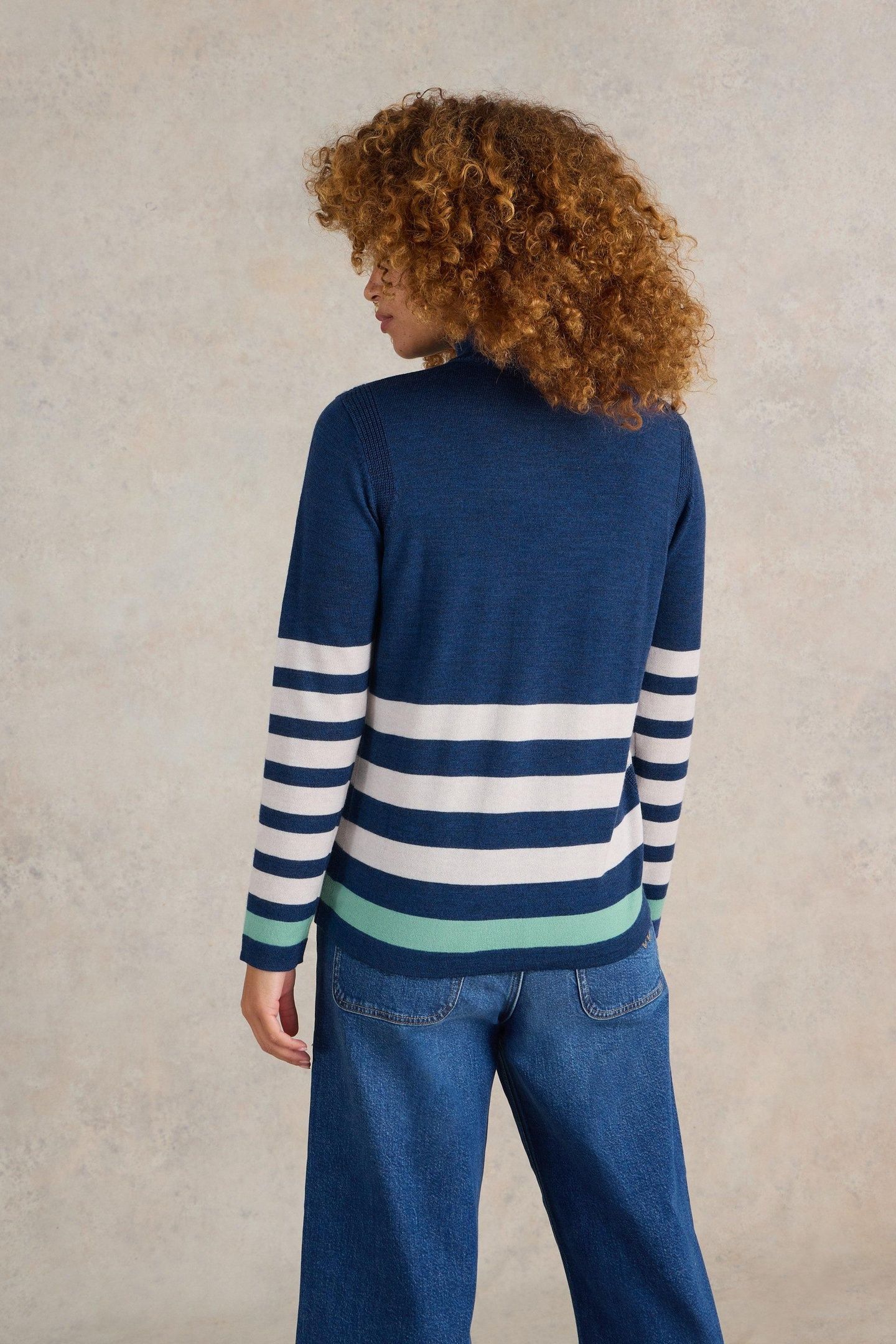 ROLL NECK MERINO JUMPER BLUE MULTI 3