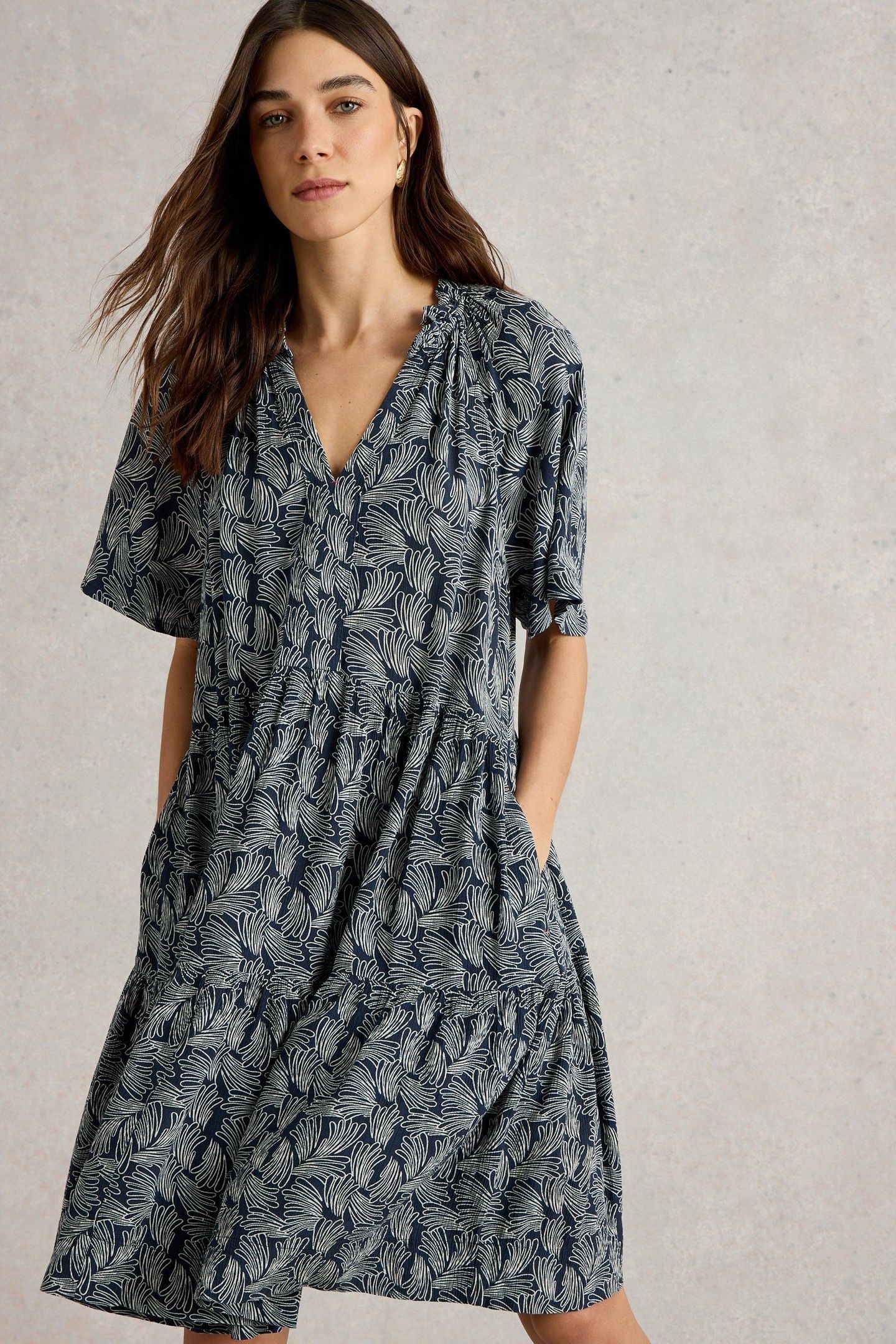 SOPHIA CRINKLE DRESS NAVY PRINT 1