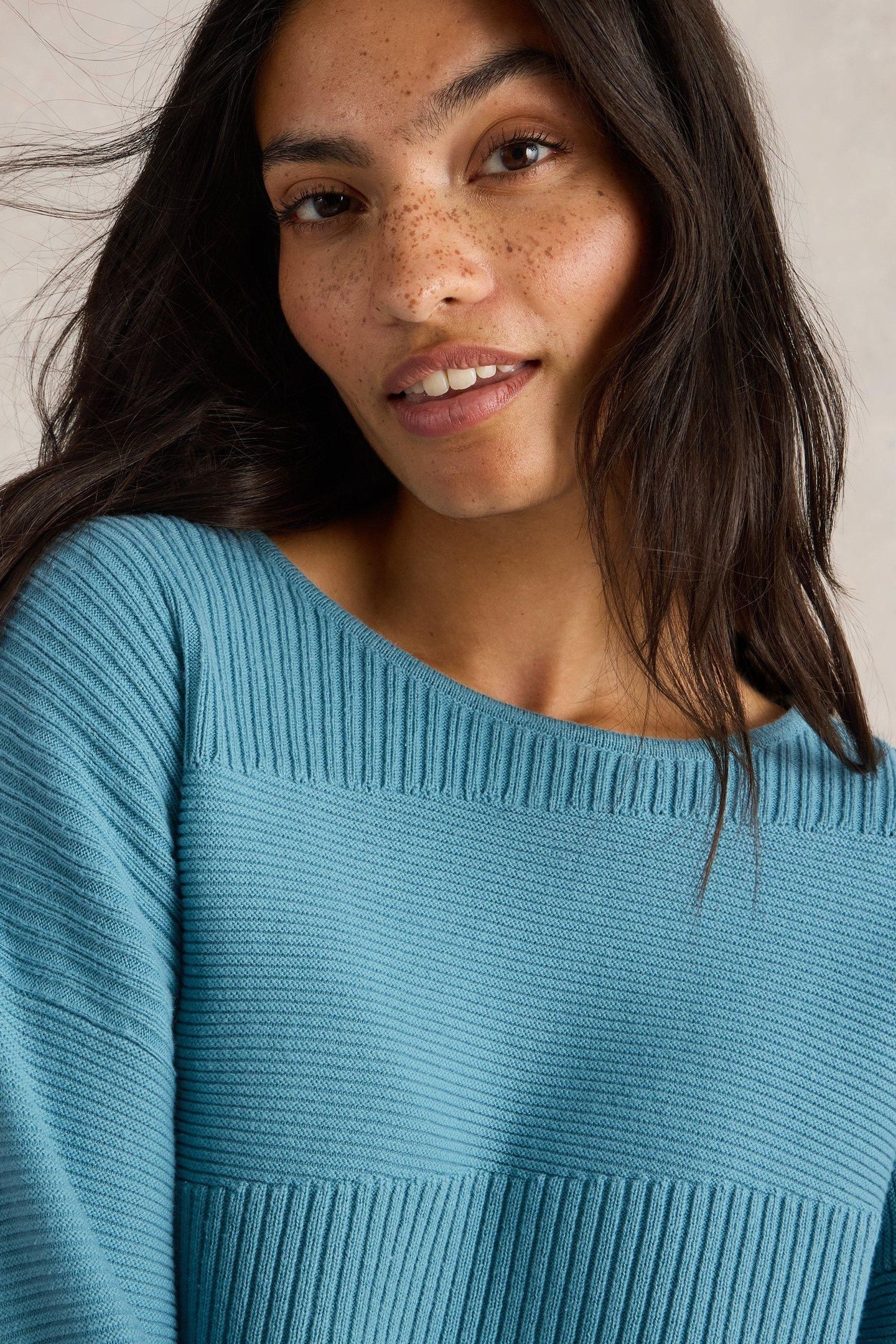 JANA MIX STITCH JUMPER MID BLUE 7
