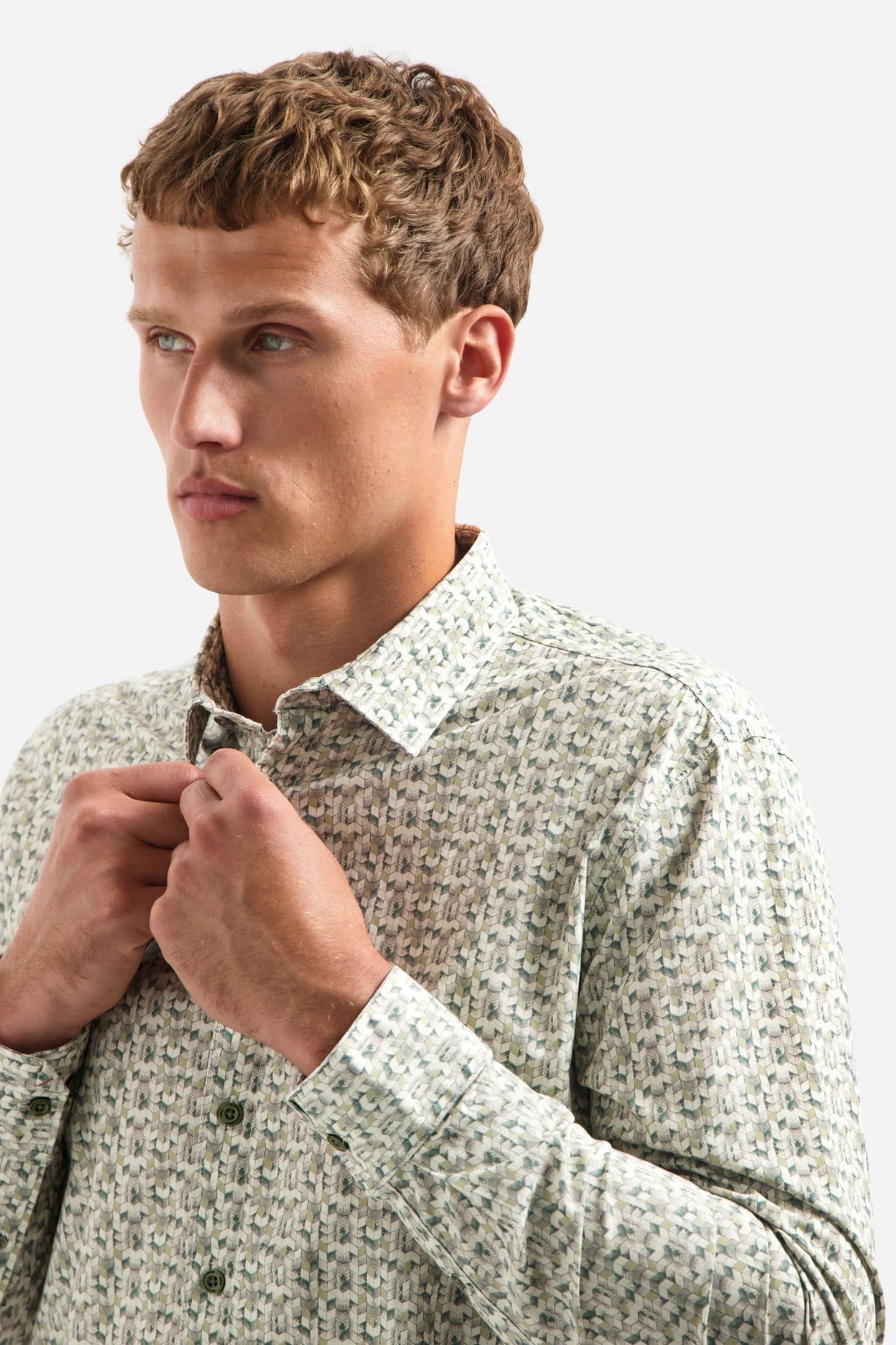 SHIRT STRETCH ALLOVER PRINTED DARK GREEN 8