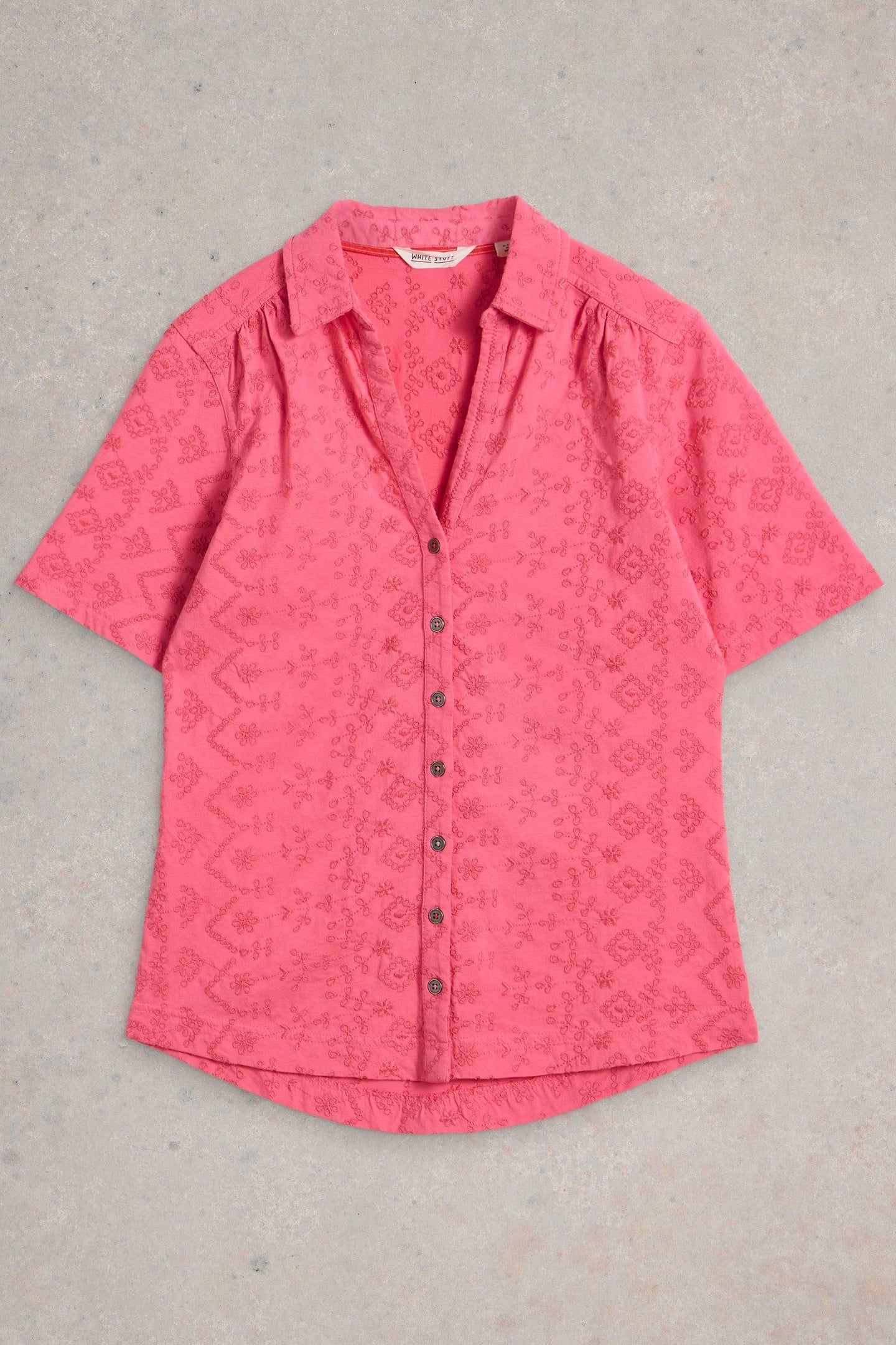 ANNIE SS BRODERIE SHIRT BRIGHT PINK 3