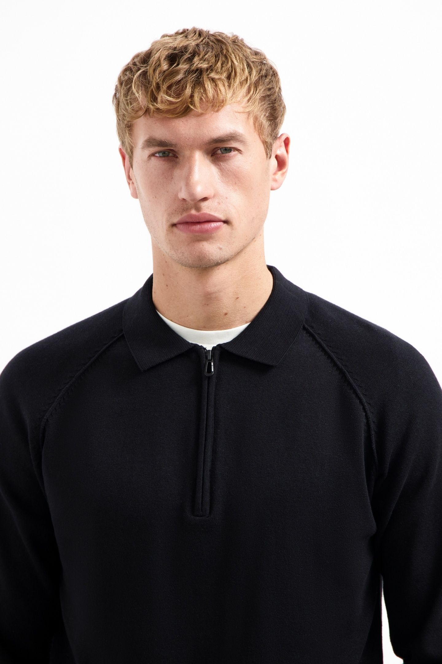 PULLOVER POLO HALF ZIP SOLID BLACK 2