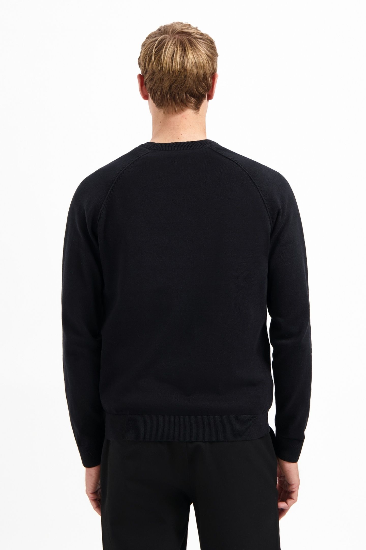 PULLOVER CREWNECK SOLID WAFFLE KNIT BLACK 4