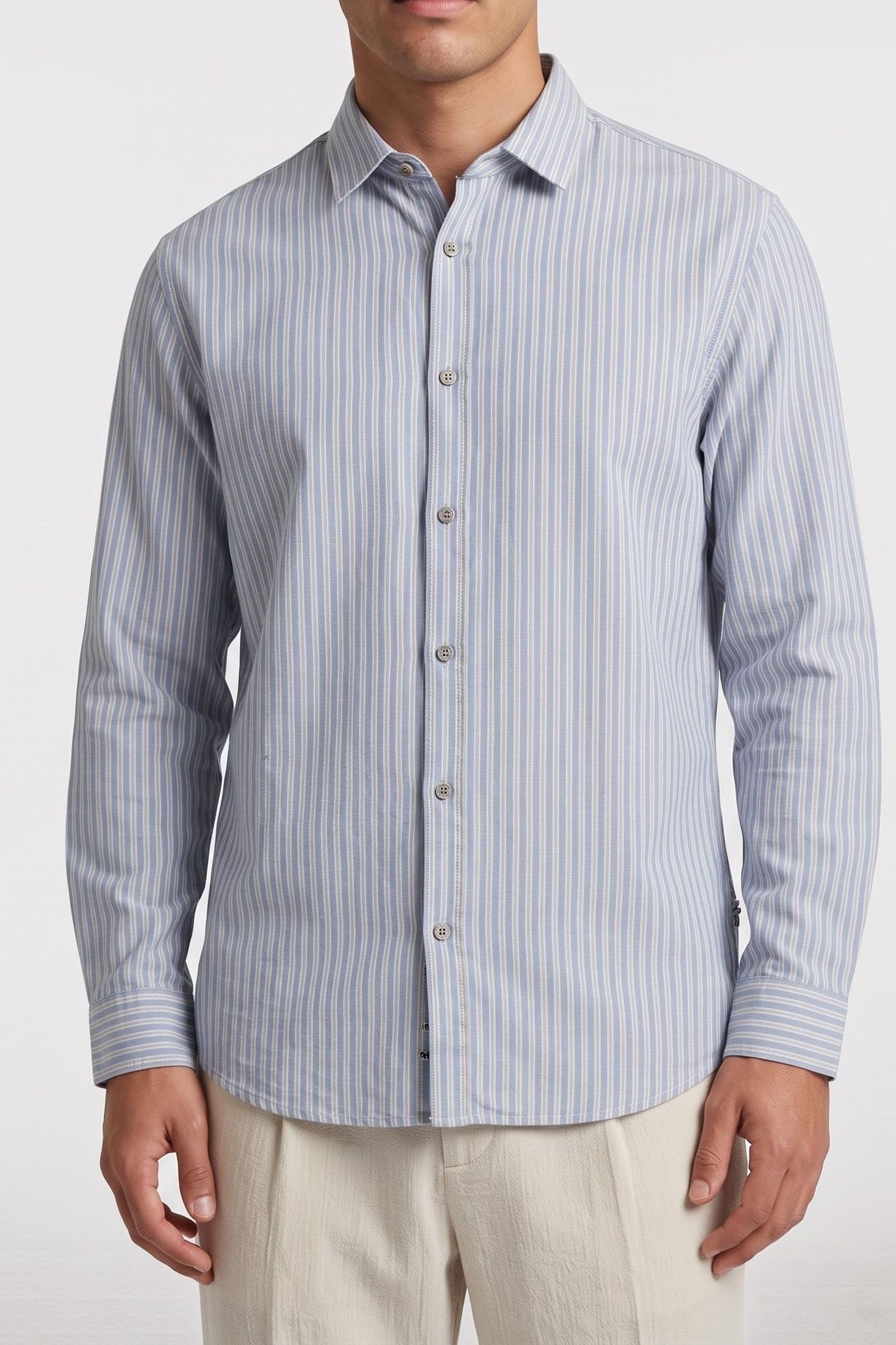 GUESS ECO LS COLLINS SHIRT PINK HERRINGBONE STR 1