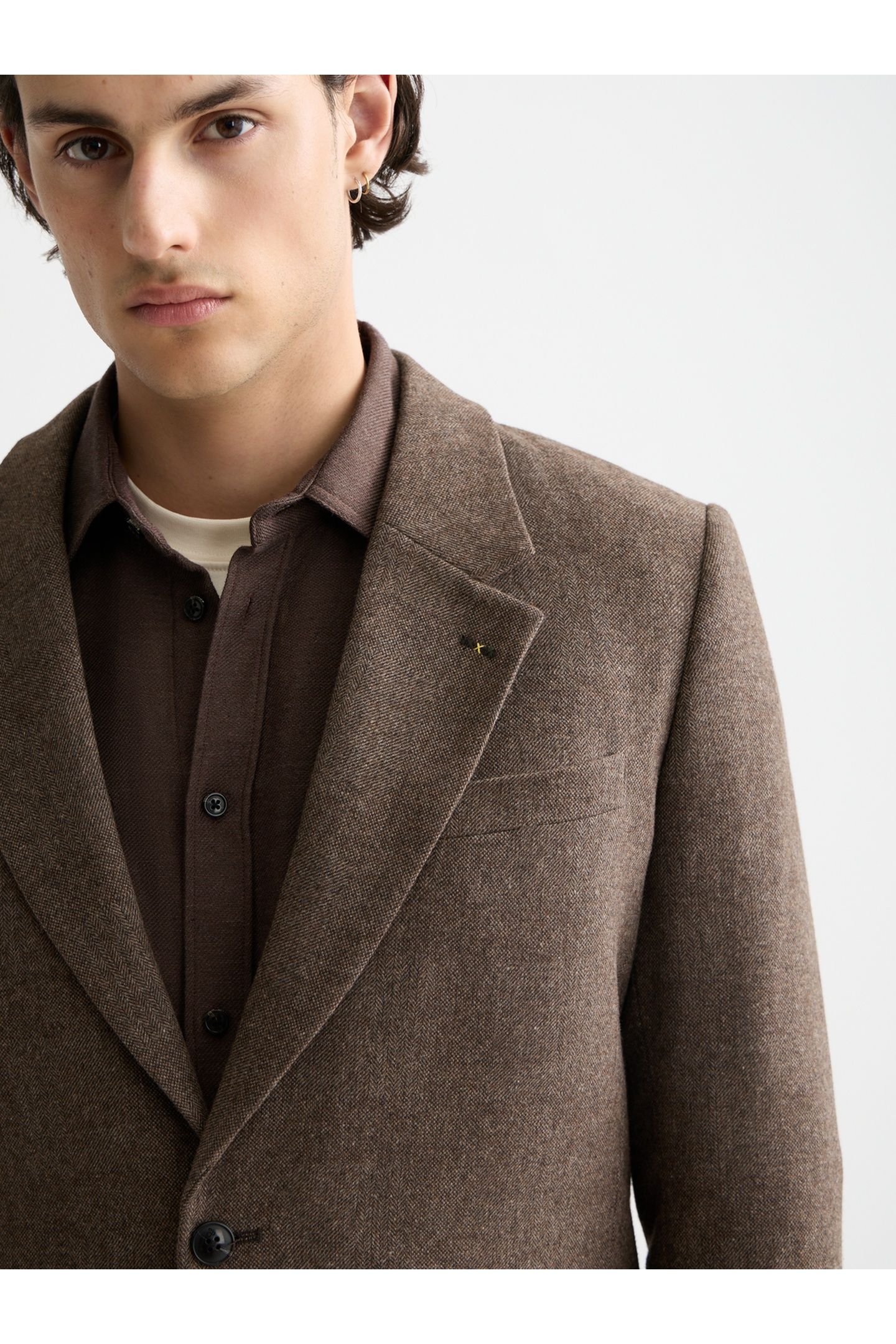 YARN-DYED WOOL BLEND RELAXED FIT BLAZER DEMITASSE PATCHWORK  6
