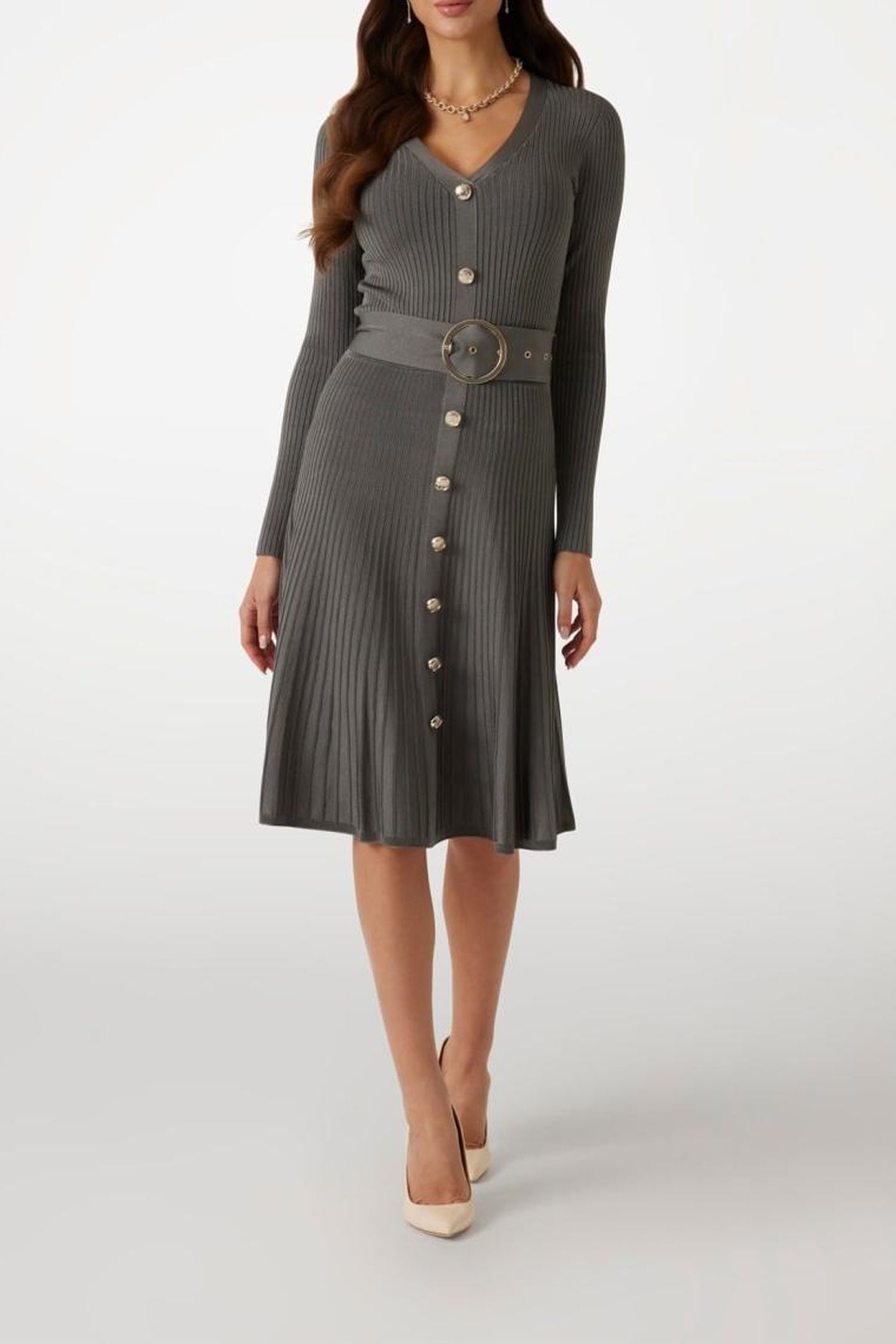 NEW DILETTA RIB DRES STONE OLIVE A883 3