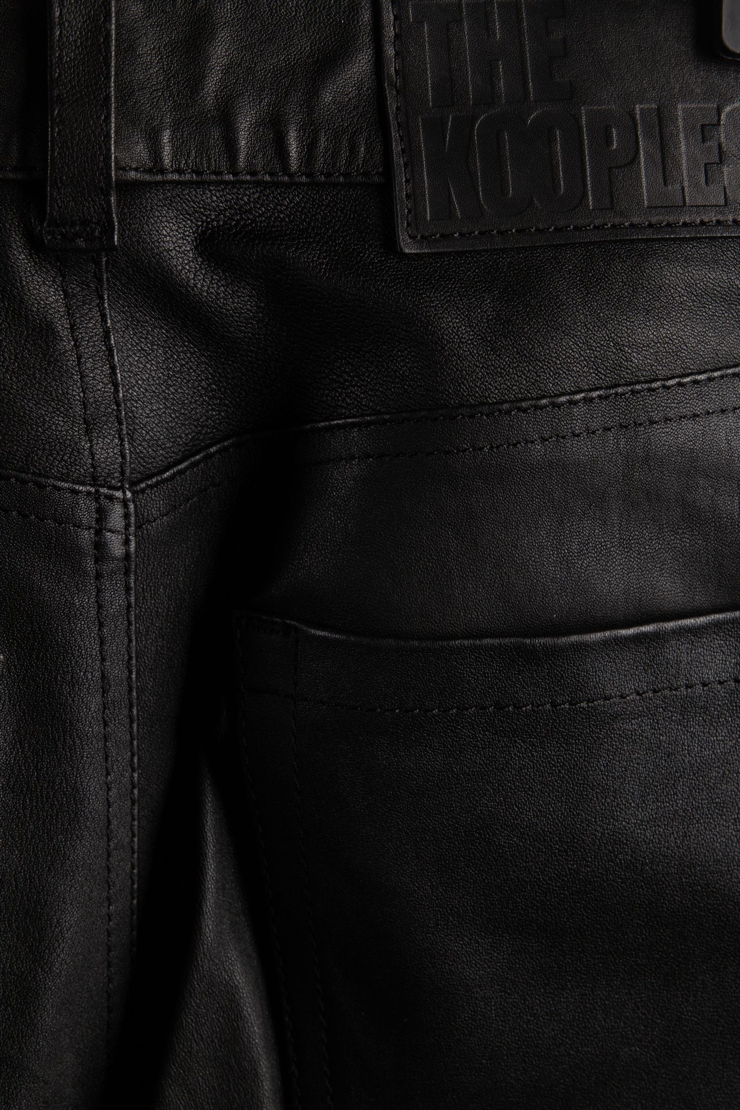SLIM FIT STRETCH LEATHER TROUSERS BLACK 6