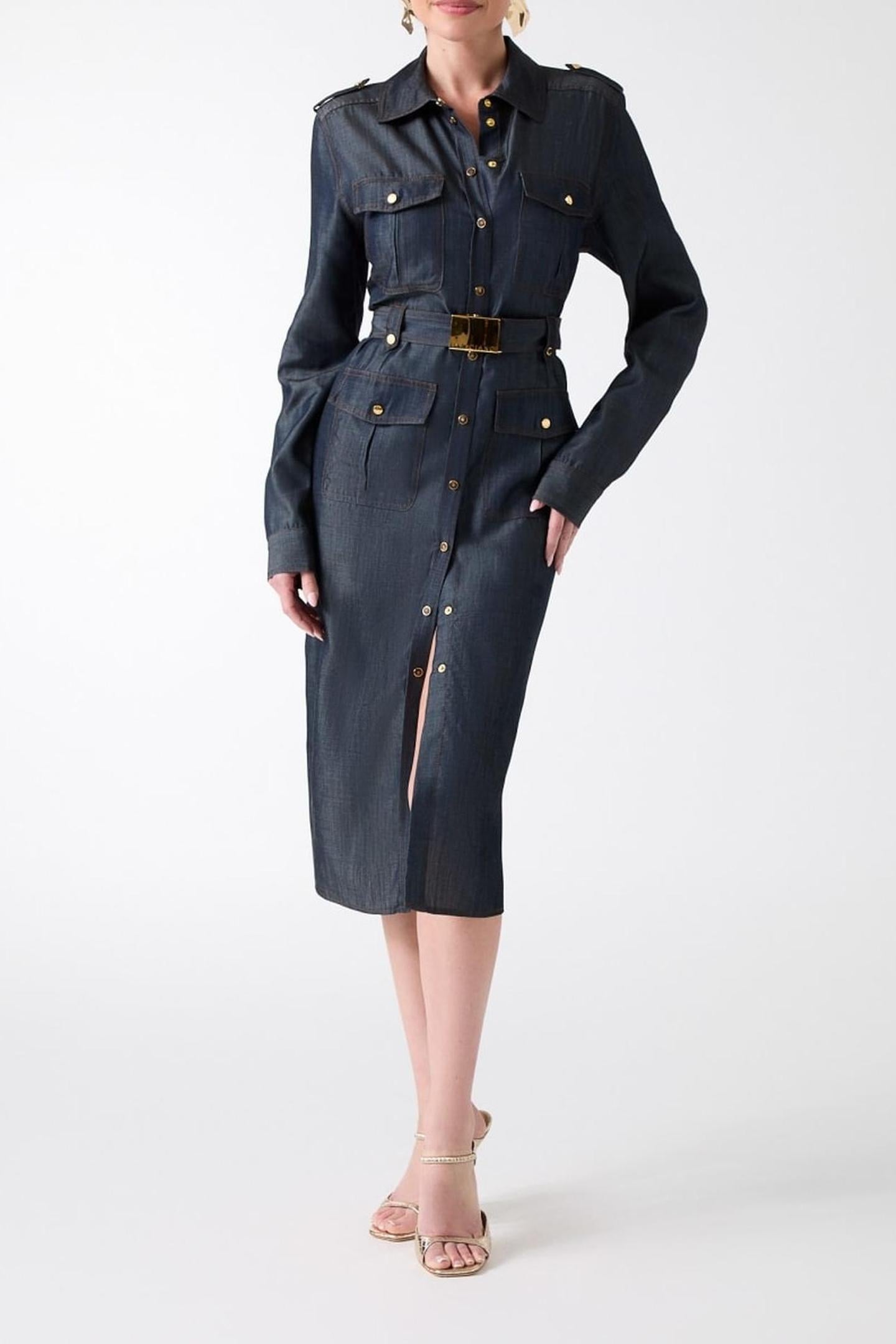 CARLA SAFARI LS DRES DARK BLUE 1