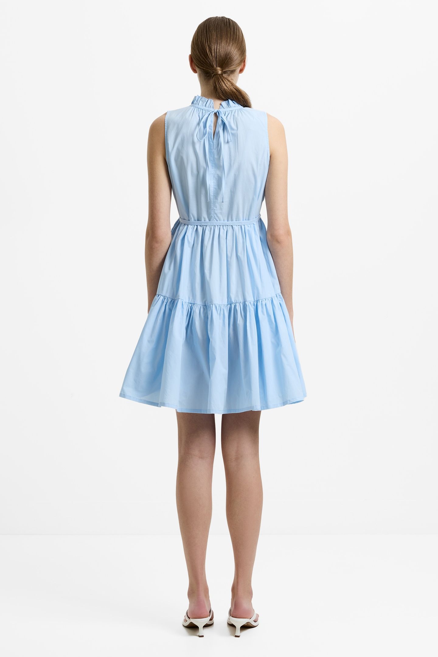 TIERED POPLIN DRESS S SKY BLUE 4