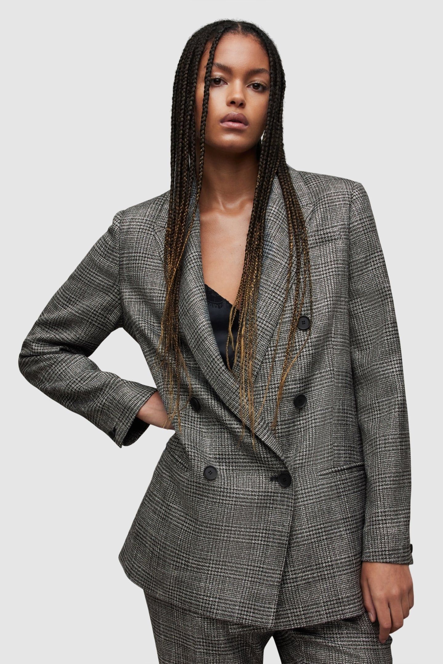 ASTRID SPARKLE BLAZER GREY CHECK 3