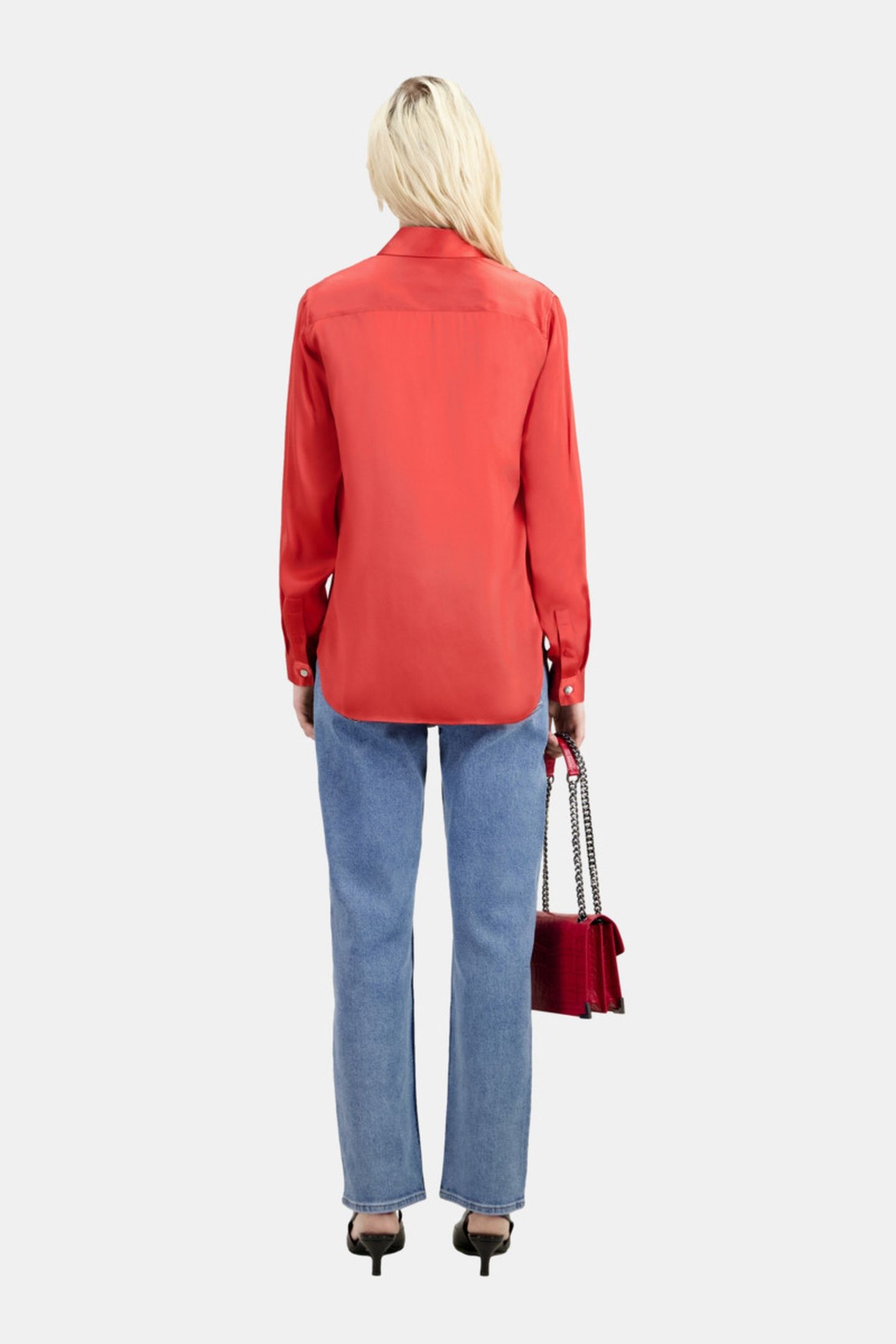 LONG-SLEEVED SILK SATIN SHIRT RED BRIQUE 4