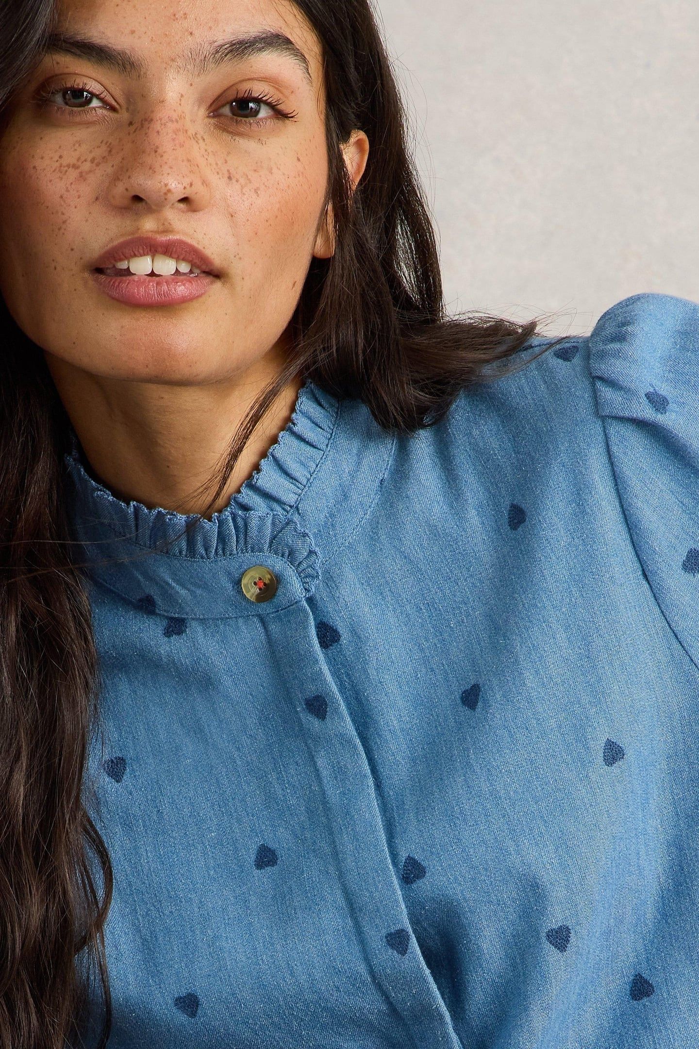 PAULINE EMBROIDERED TOP DENIM MULTI 6
