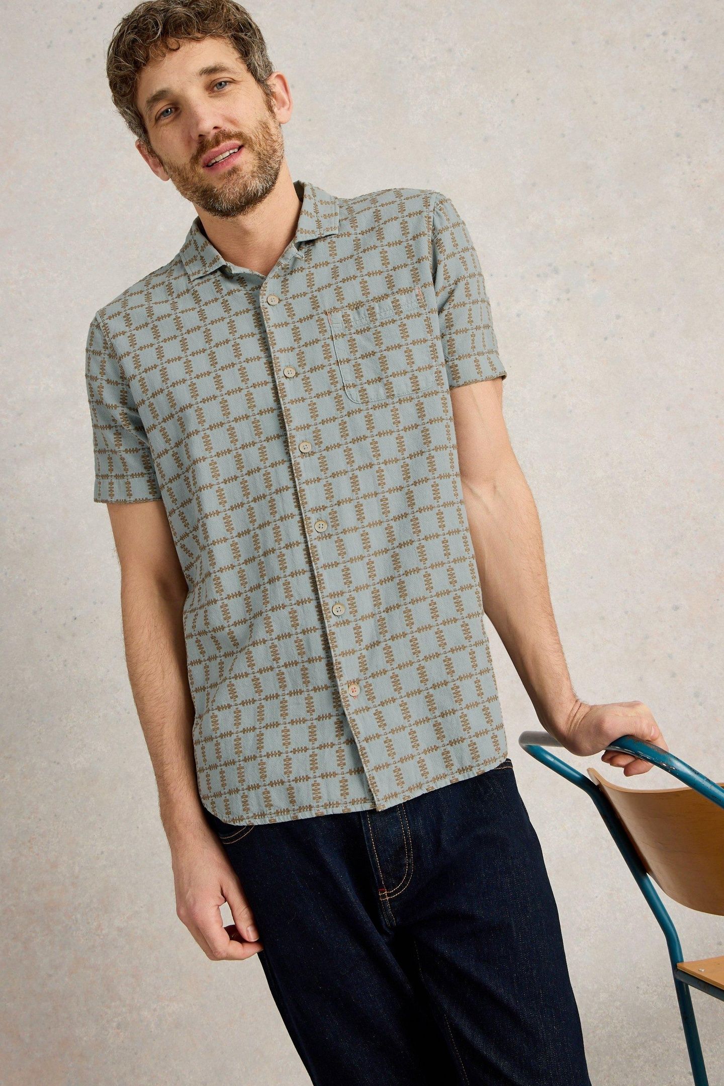 SS OVERDYE CHECK SHIRT LIGHT BLUE 8