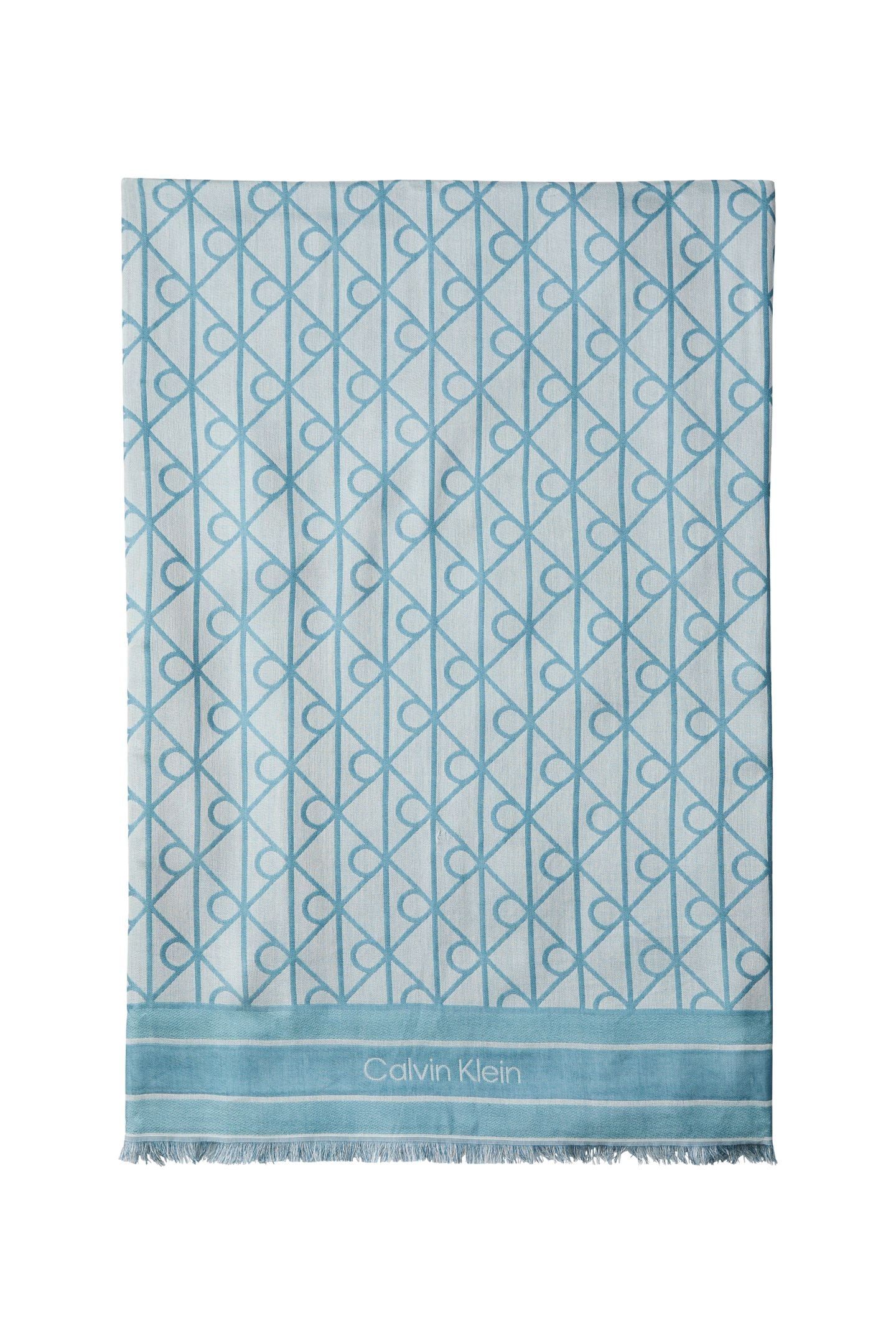 EMBLEM AOP JACQUARD SCARF WHISPERING BLUE 1
