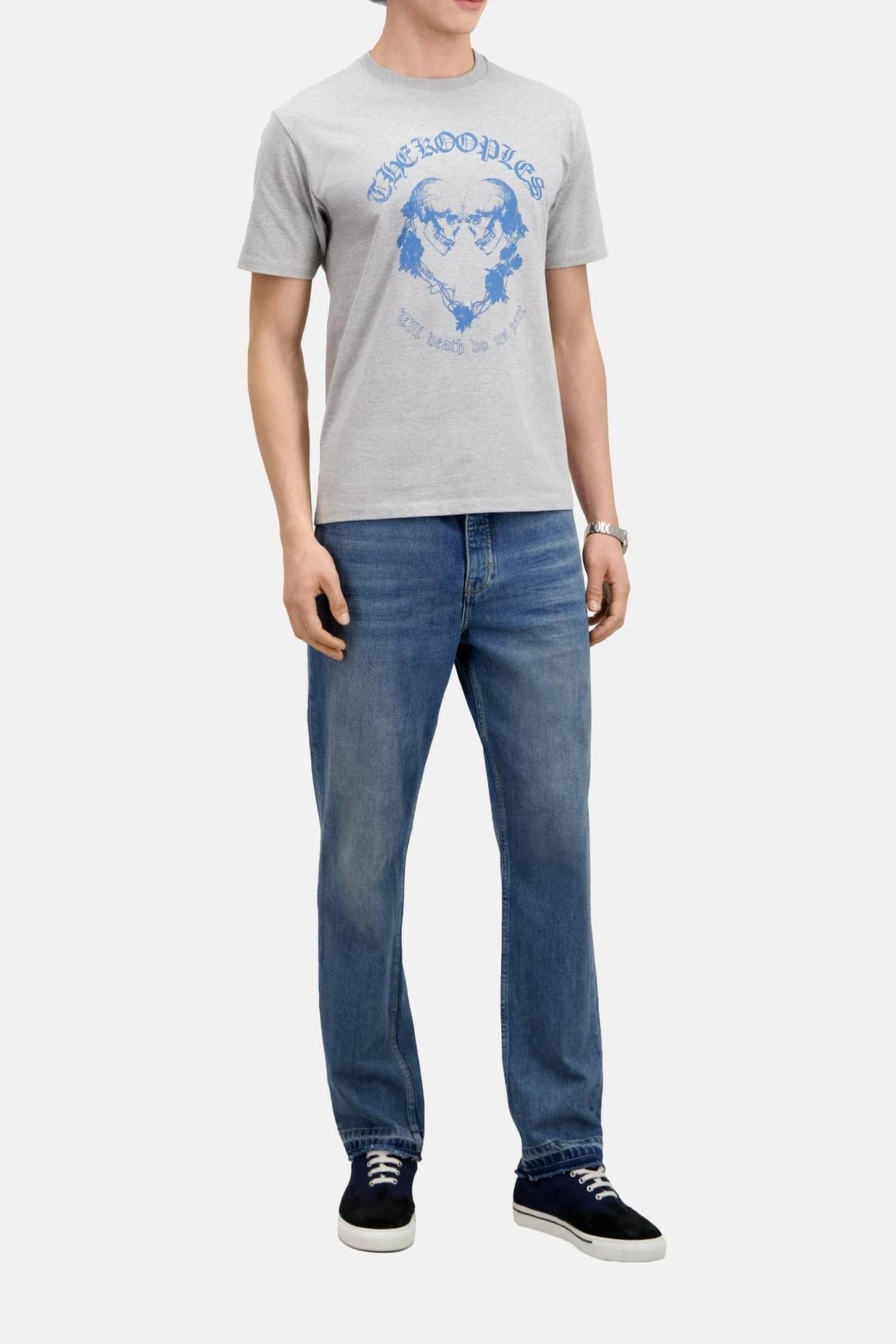 SHORT-SLEEVED T-SHIRT WITH SKULL AND HEART GREY MELANGE 2