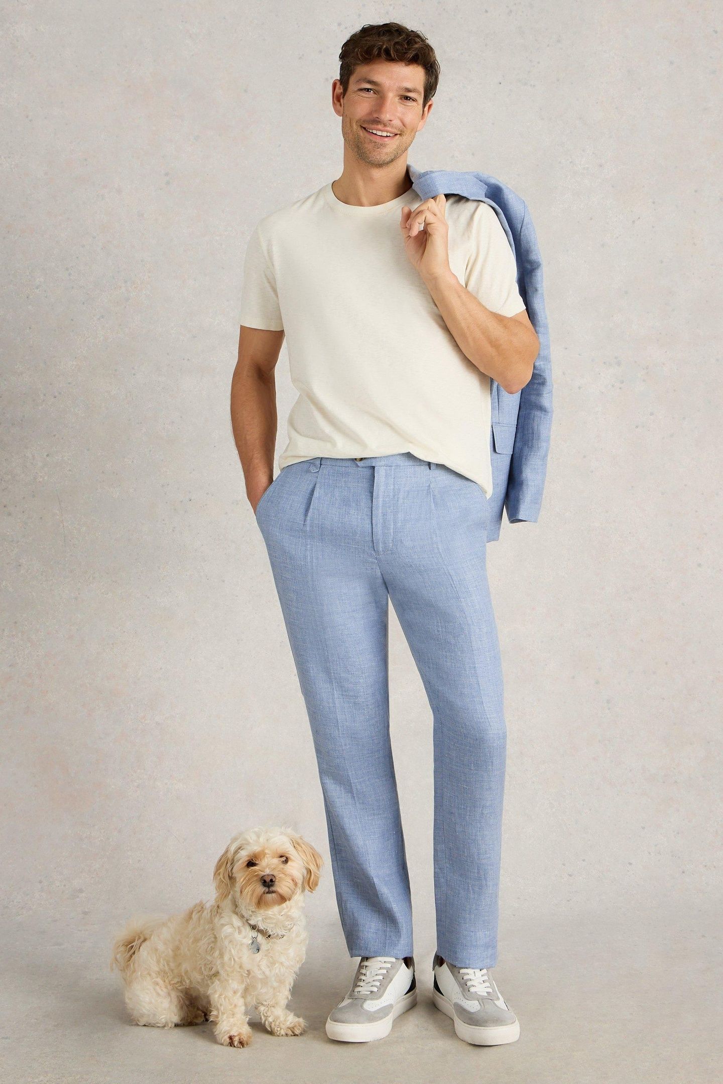 LINEN TROUSER MID BLUE 7