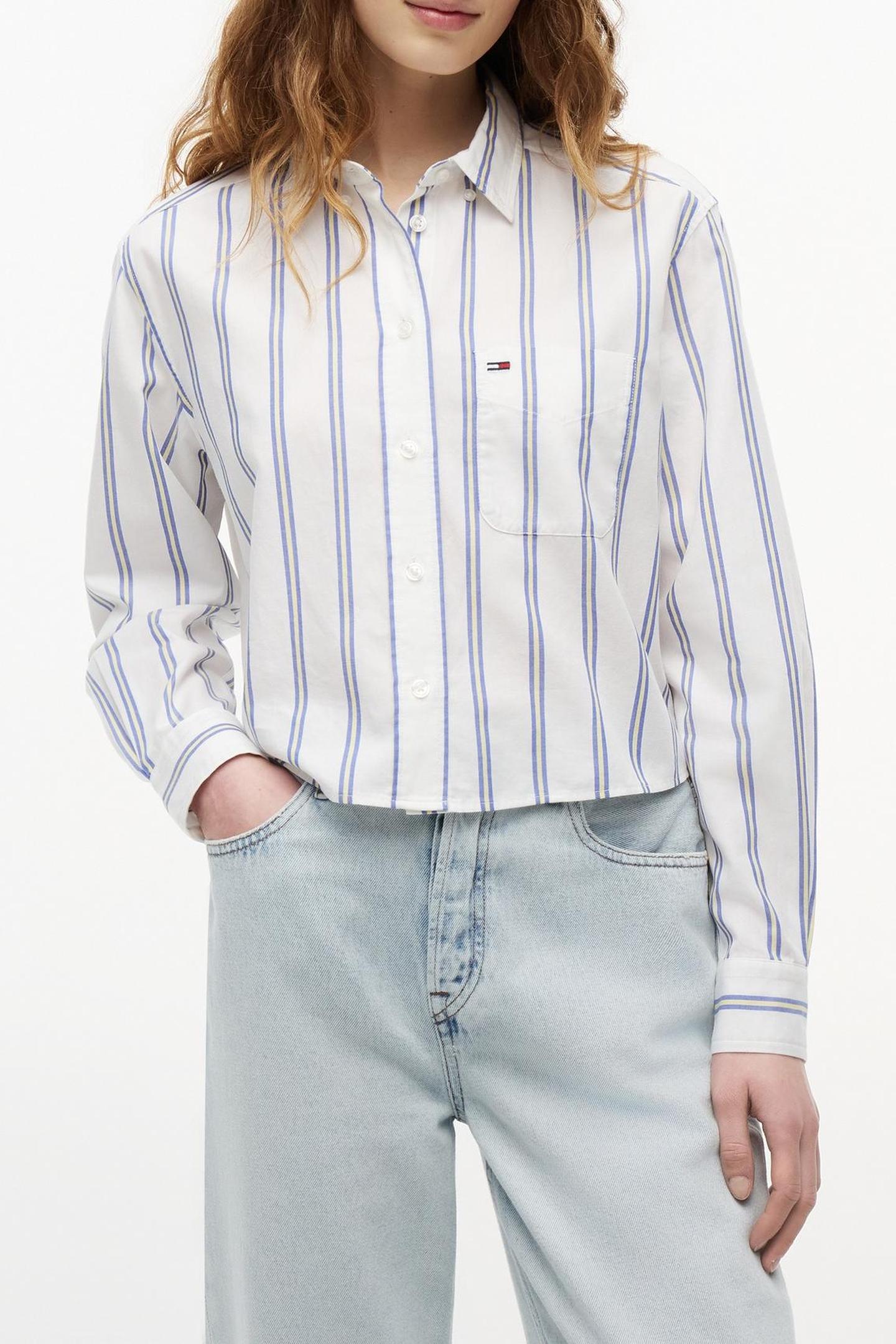RELAXED CROP SHIRT ECRU/MULTI STRIPE 1