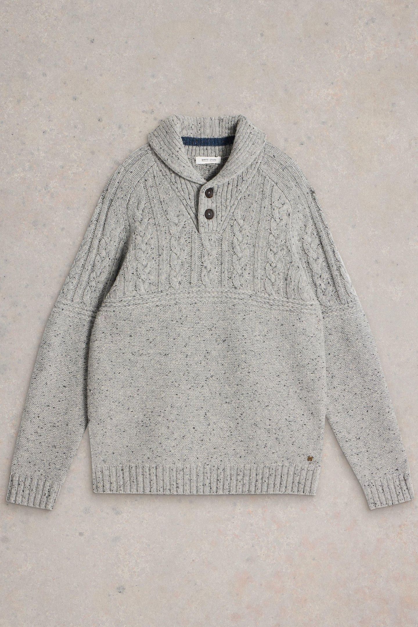 BERKLEY SHAWL NECK JUMPER LIGHT GREY 3