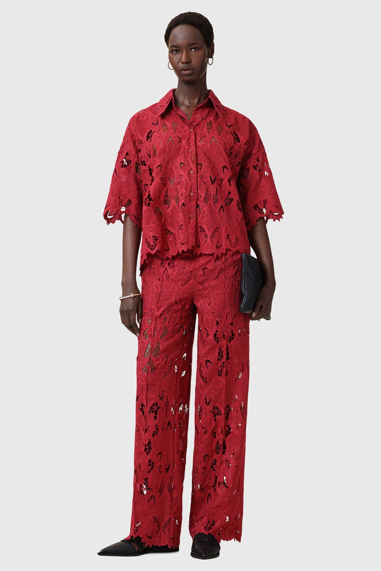 CHARLI EMB SHIRT BURNT BRICK RED 2