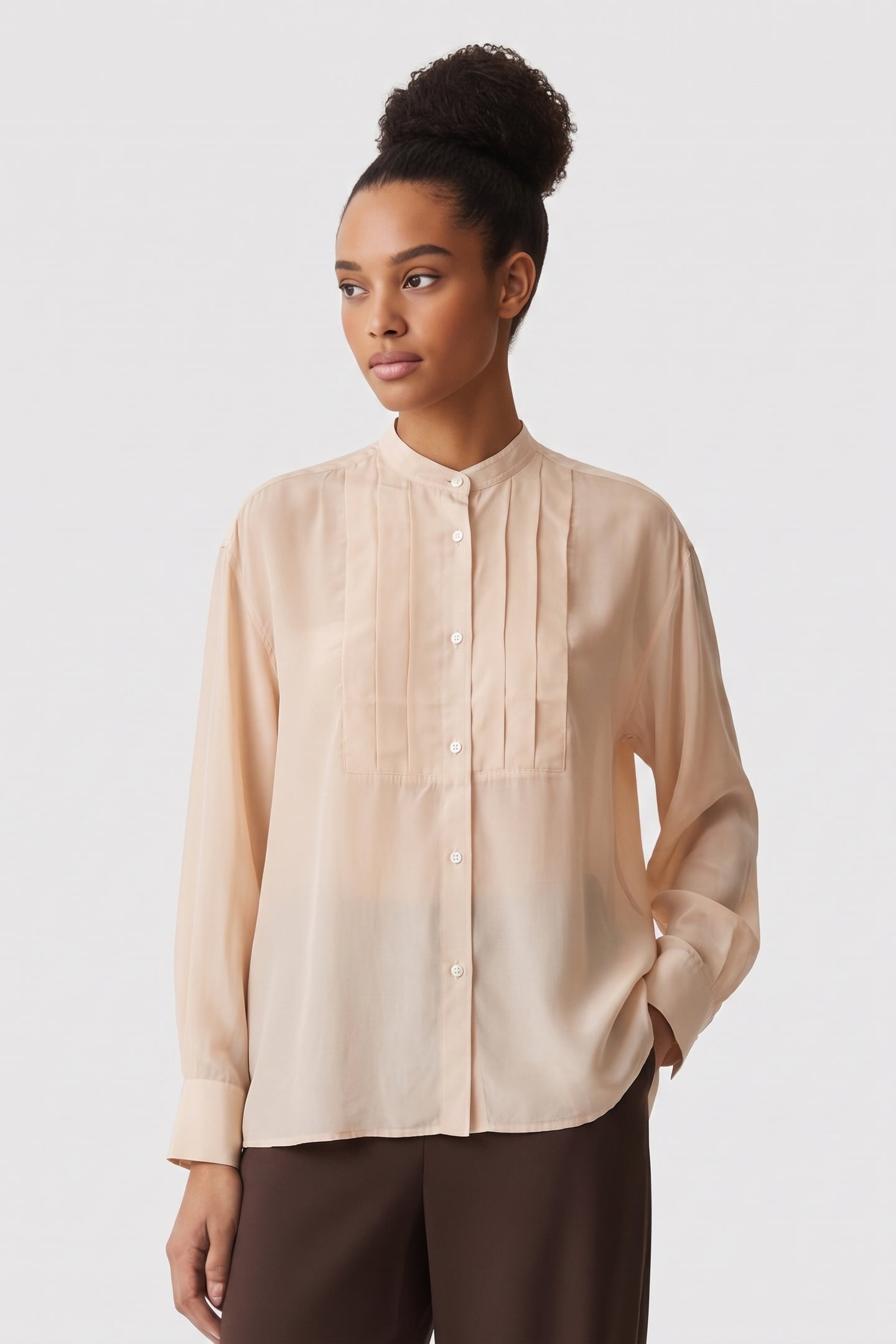 HENNA FLUID TUXEDO SHIRT BEIGE 1
