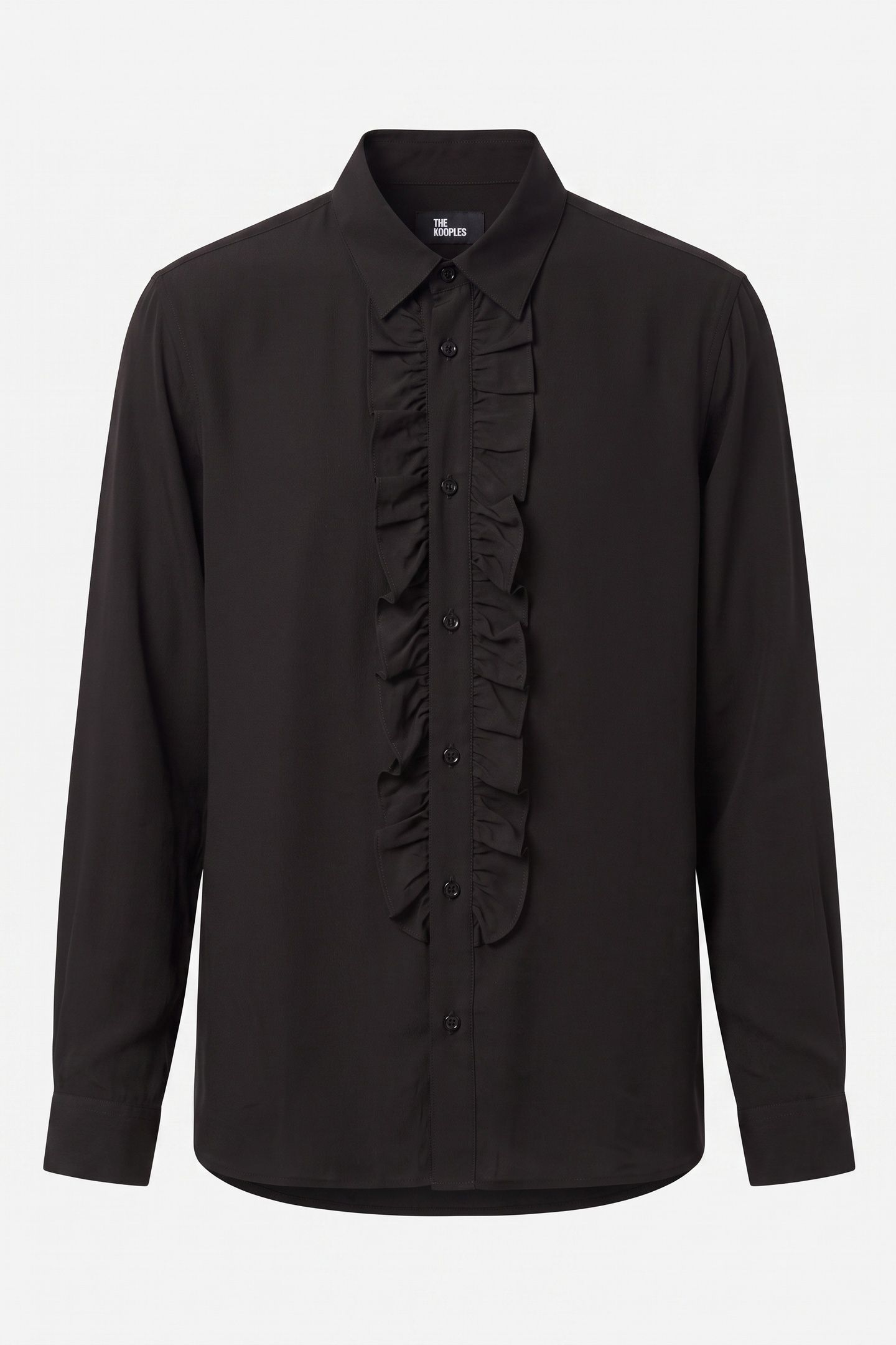 LONG-SLEEVED SILK SHIRT WITH RABBOTTED COLLAR BLACK 3