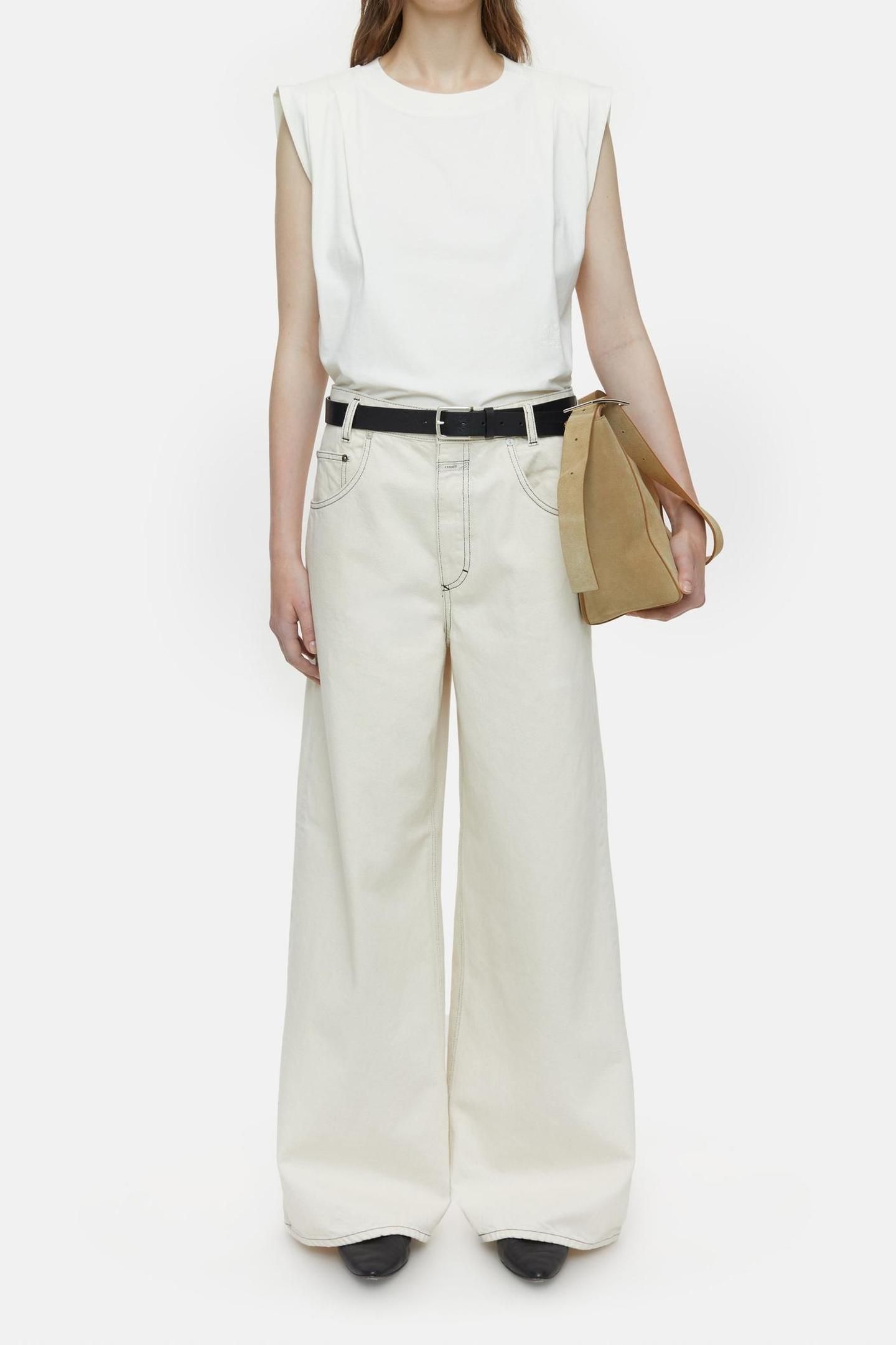 PLEATED SLEEVELESS T-SHIRTS IVORY 1
