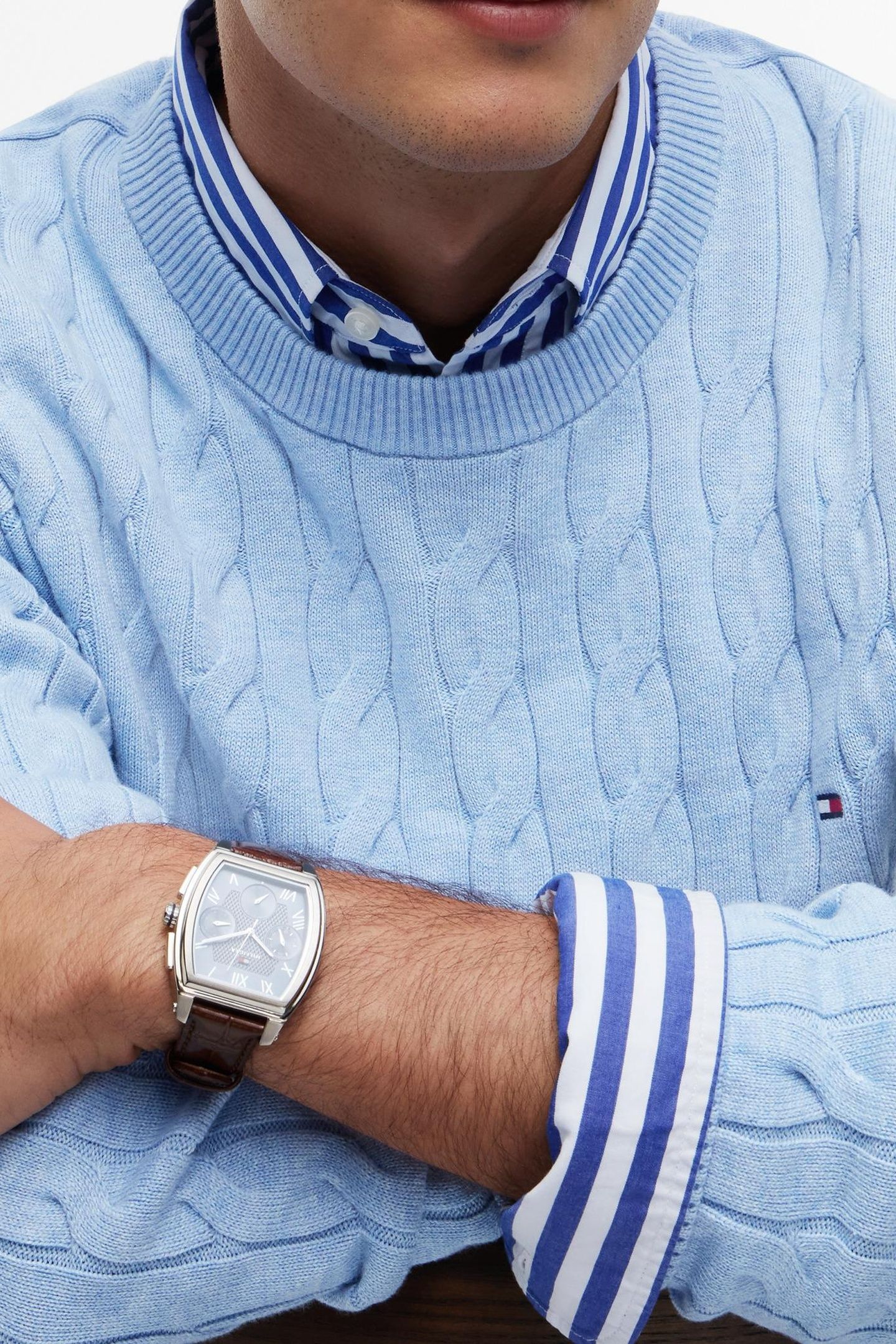 CLASSIC COTTON CABLE VESSEL BLUE HEATHER 5