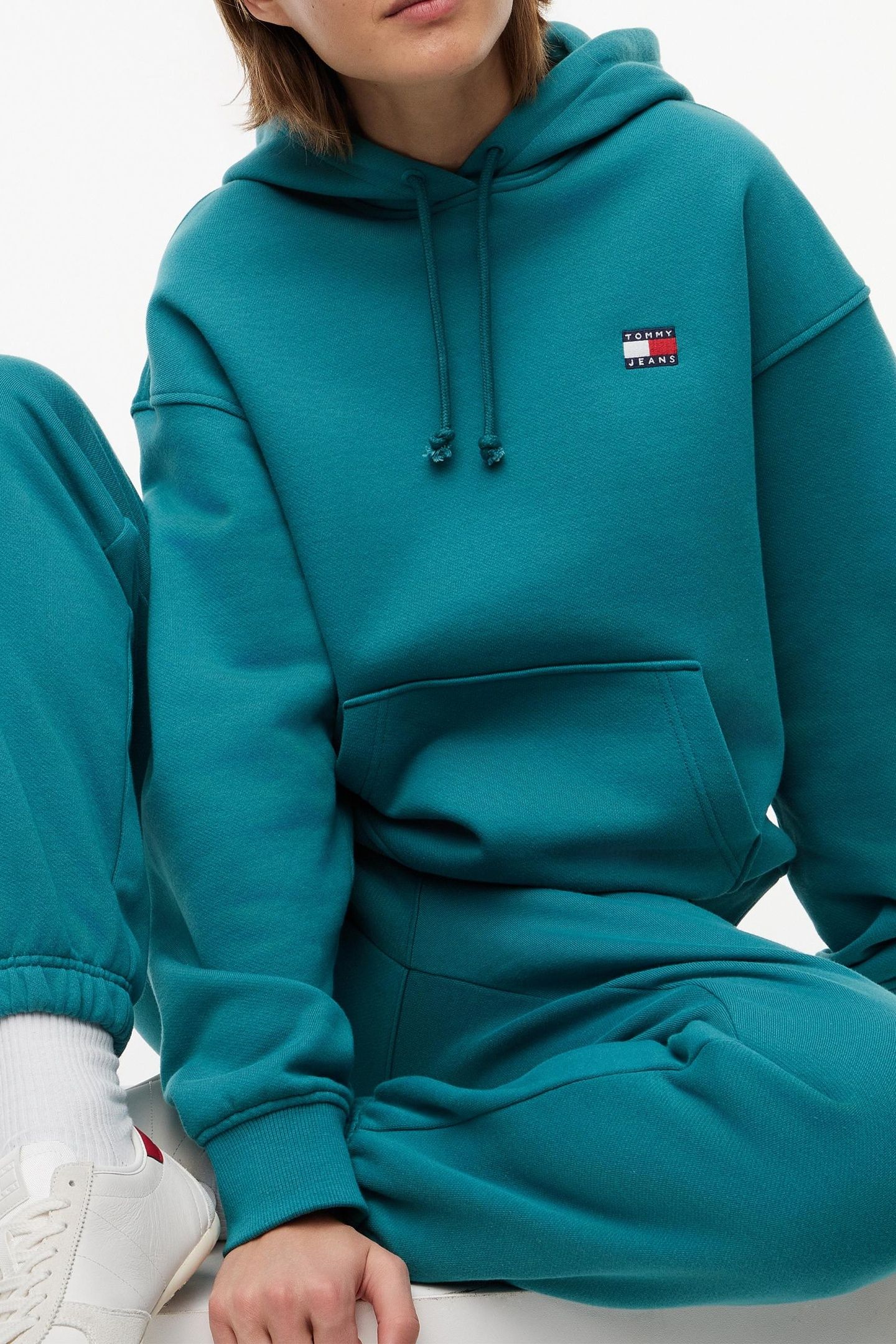 BOXY BADGE HOODIE PLATINUM TEAL 3
