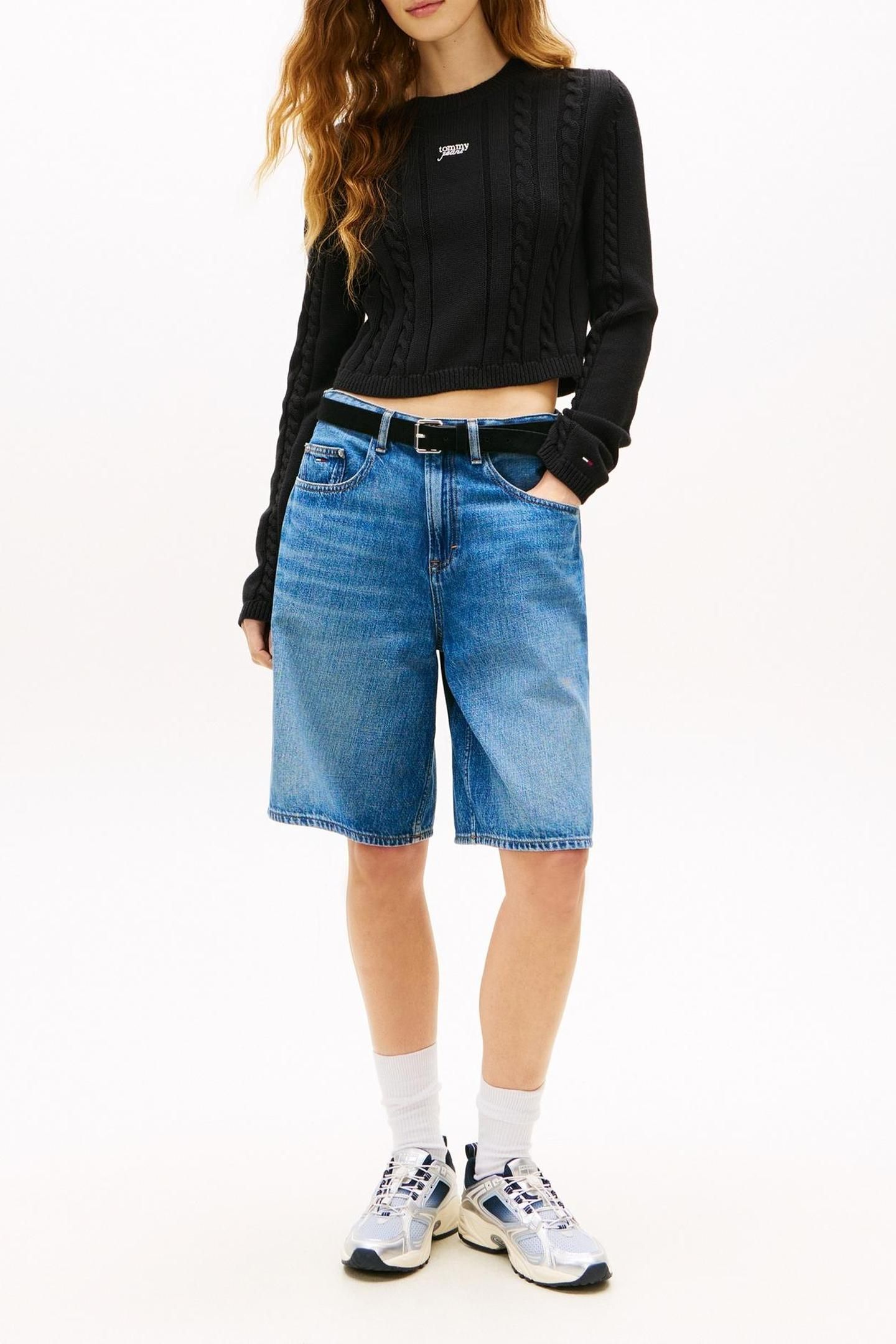 CABLE SCRIPT SWEATER BLACK 2