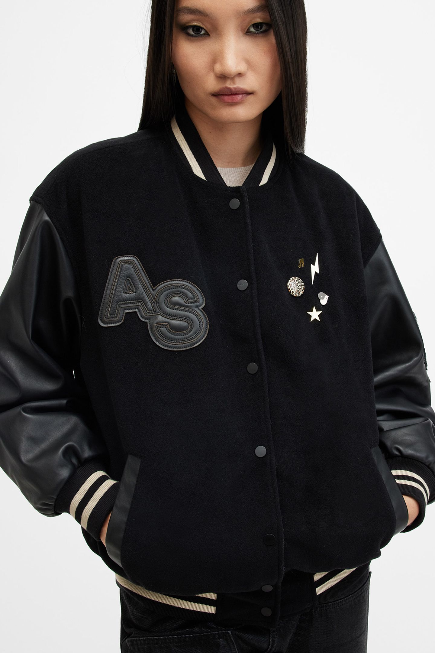VALERIA VARSITY JKT BLACK/BLACK 2