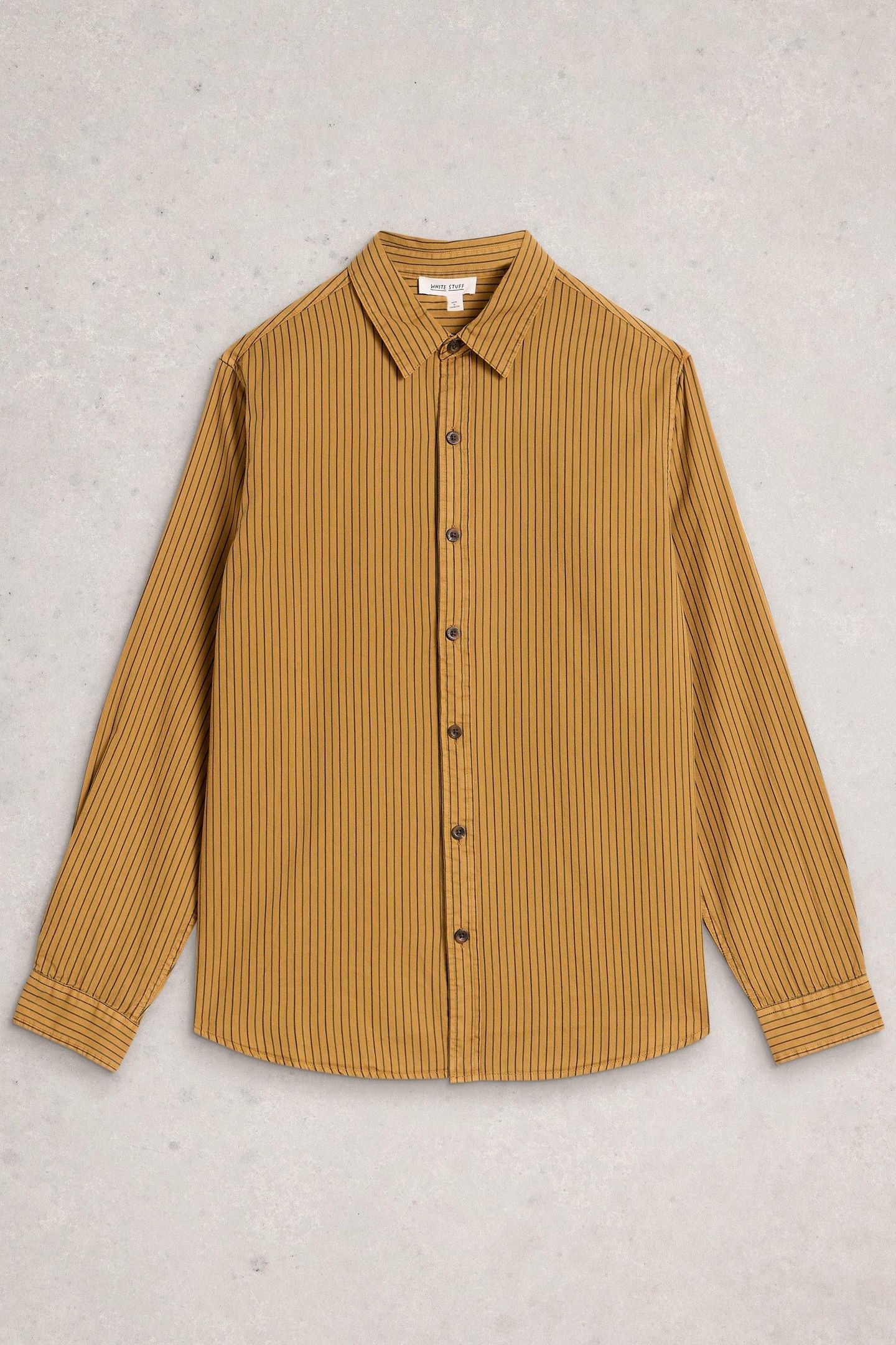 STRIPE TWILL SHIRT LIGHT TAN 1