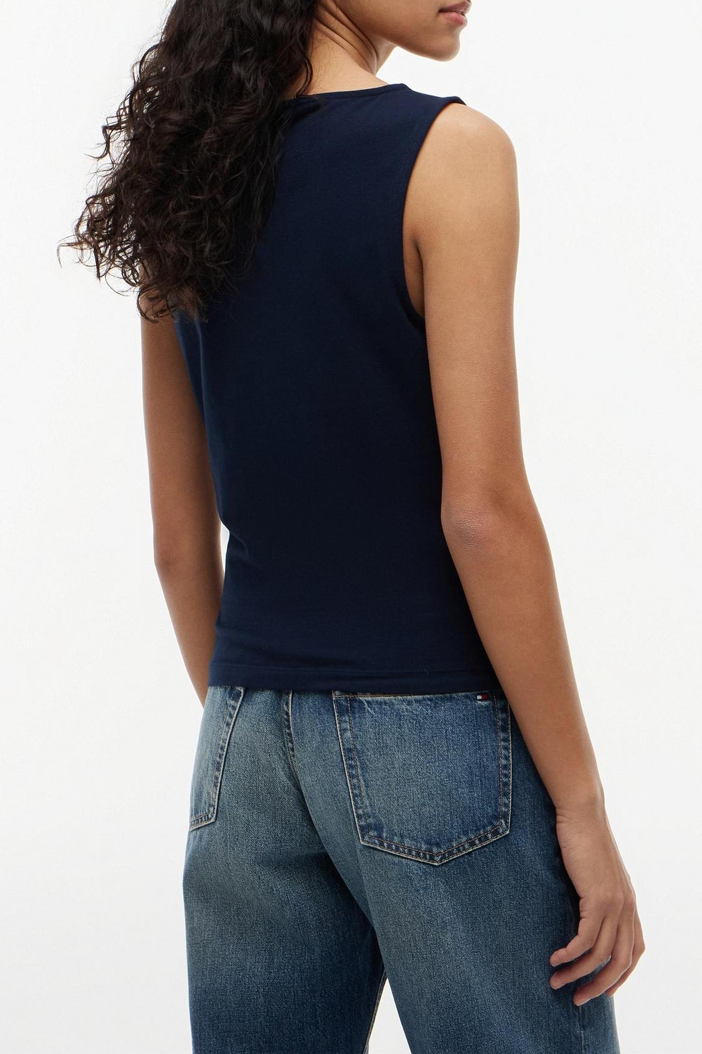 SLIM BOAT NECK TANK TOP DARK NIGHT NAVY 2