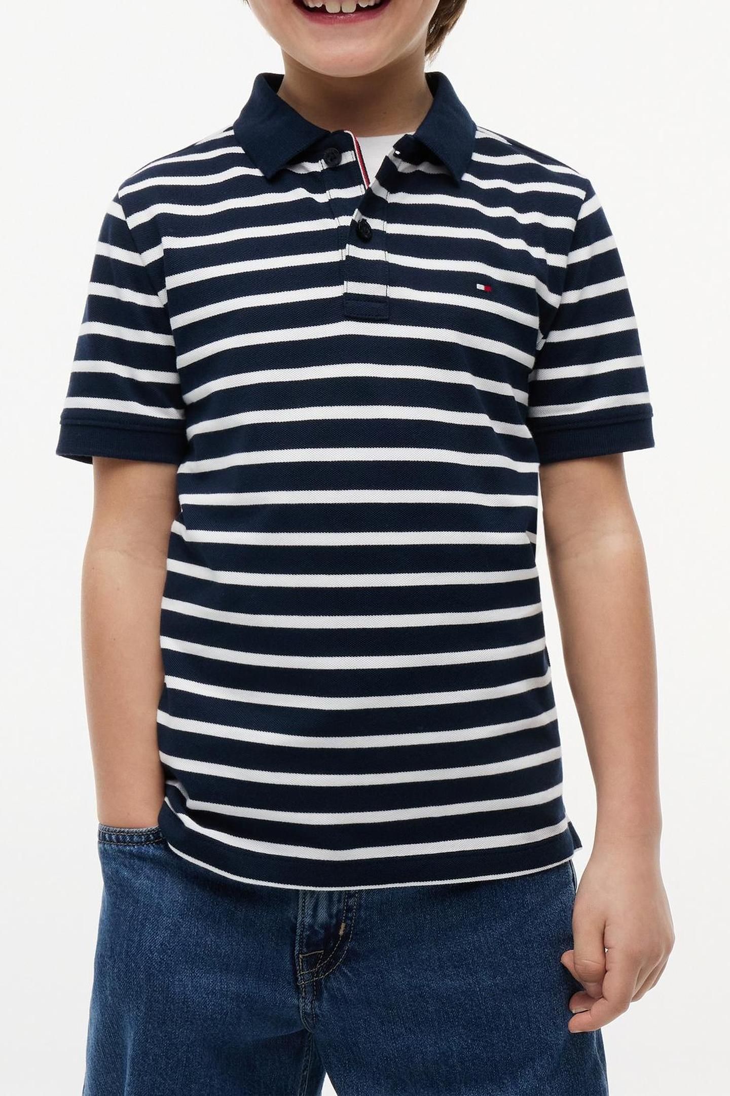 BOYS FLAG POLO SS NAVY STRIPE 2
