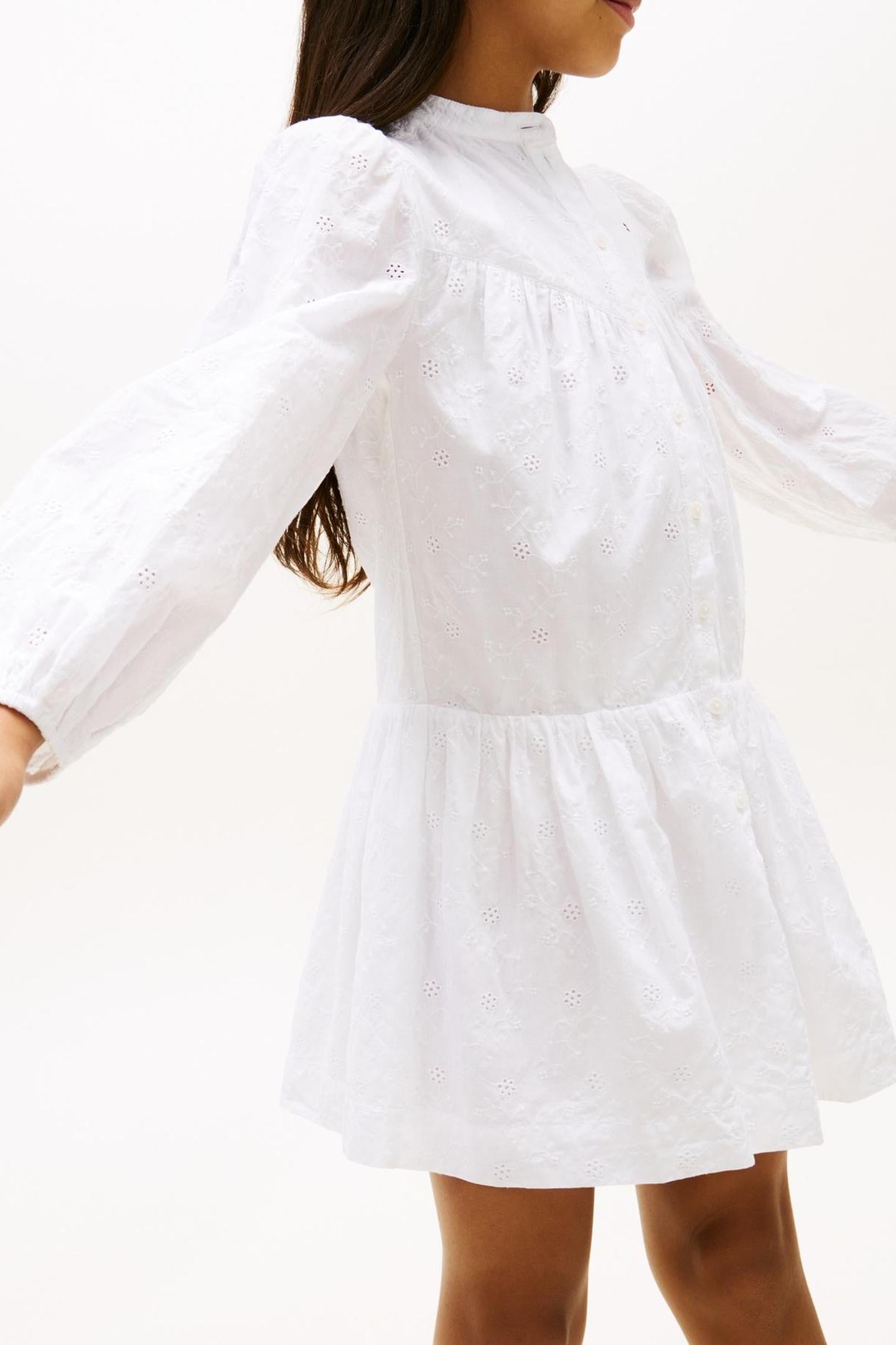 GIRLS BRODERIE ANGLAISE SHIRT DRESS WHITE 3