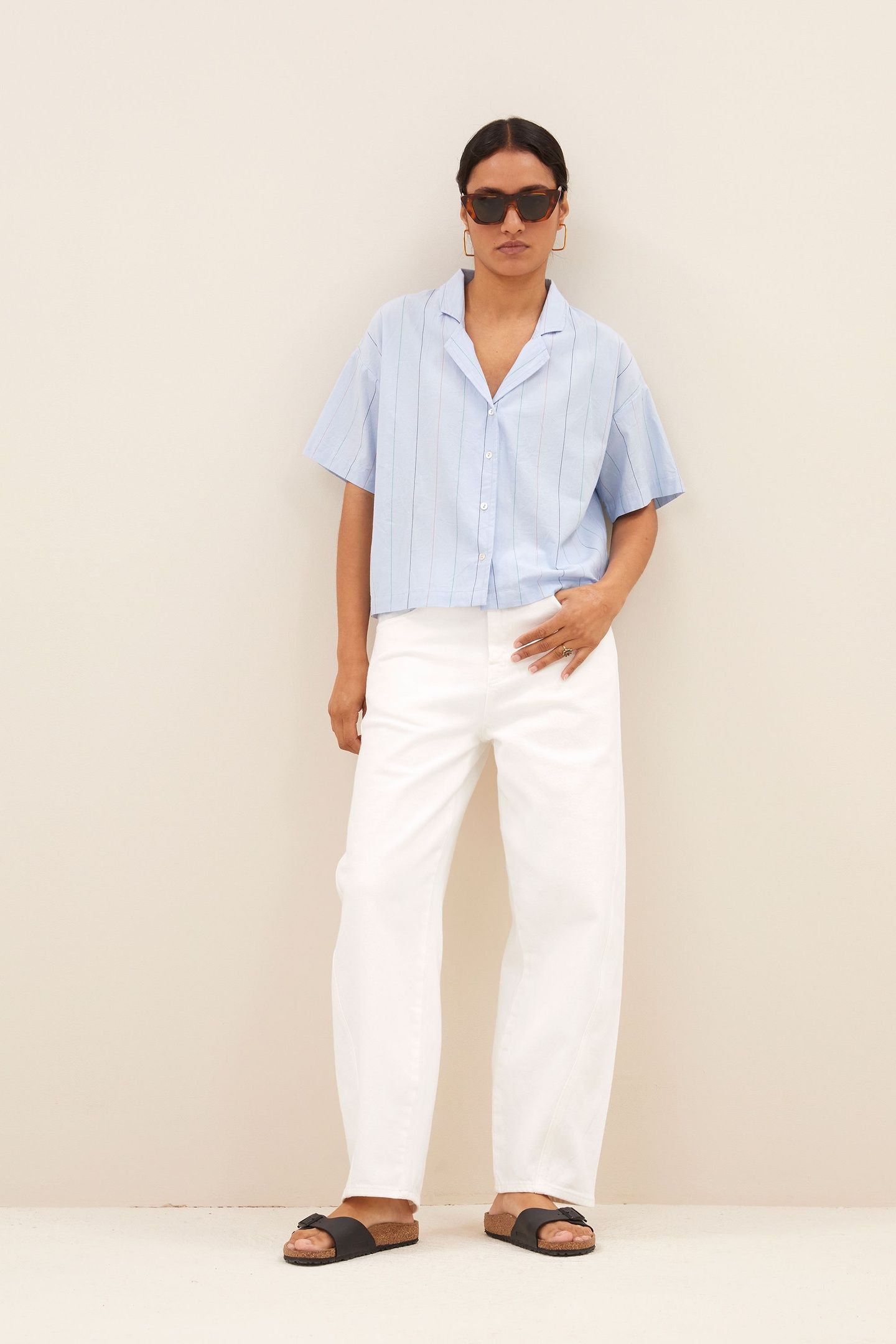 JAKE STRIPE CHAMBRAY BLOUSE LIGHT BLUE STRIPE 2